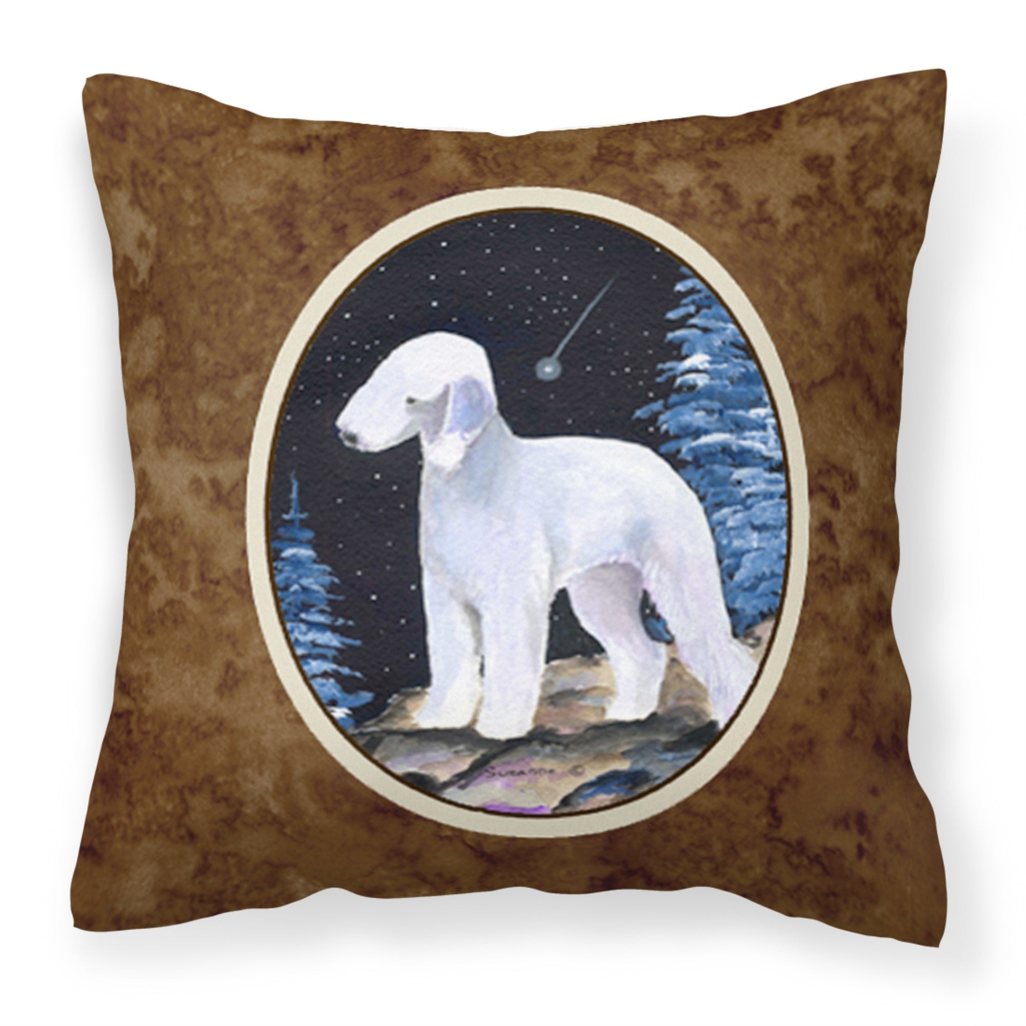 'Caroline'S Treasures Ss8455Pw1414 Starry Night Bedlington Terrier Fabric Pillow, Large, Multicolor'