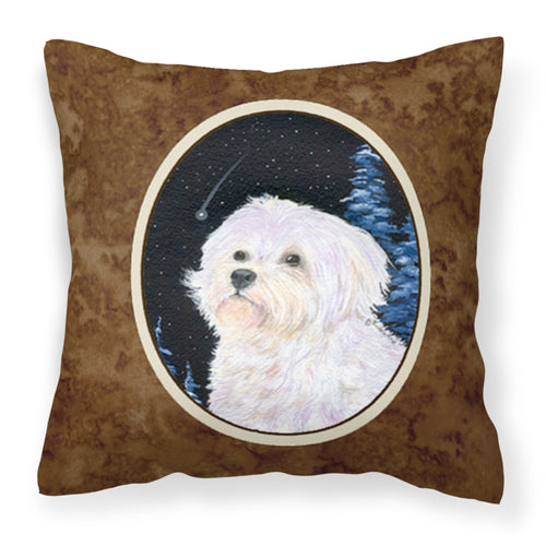 'Caroline'S Treasures Ss8461Pw1414 Starry Night Maltese Decorative Canvas Fabric Pillow, Large, Multicolor'