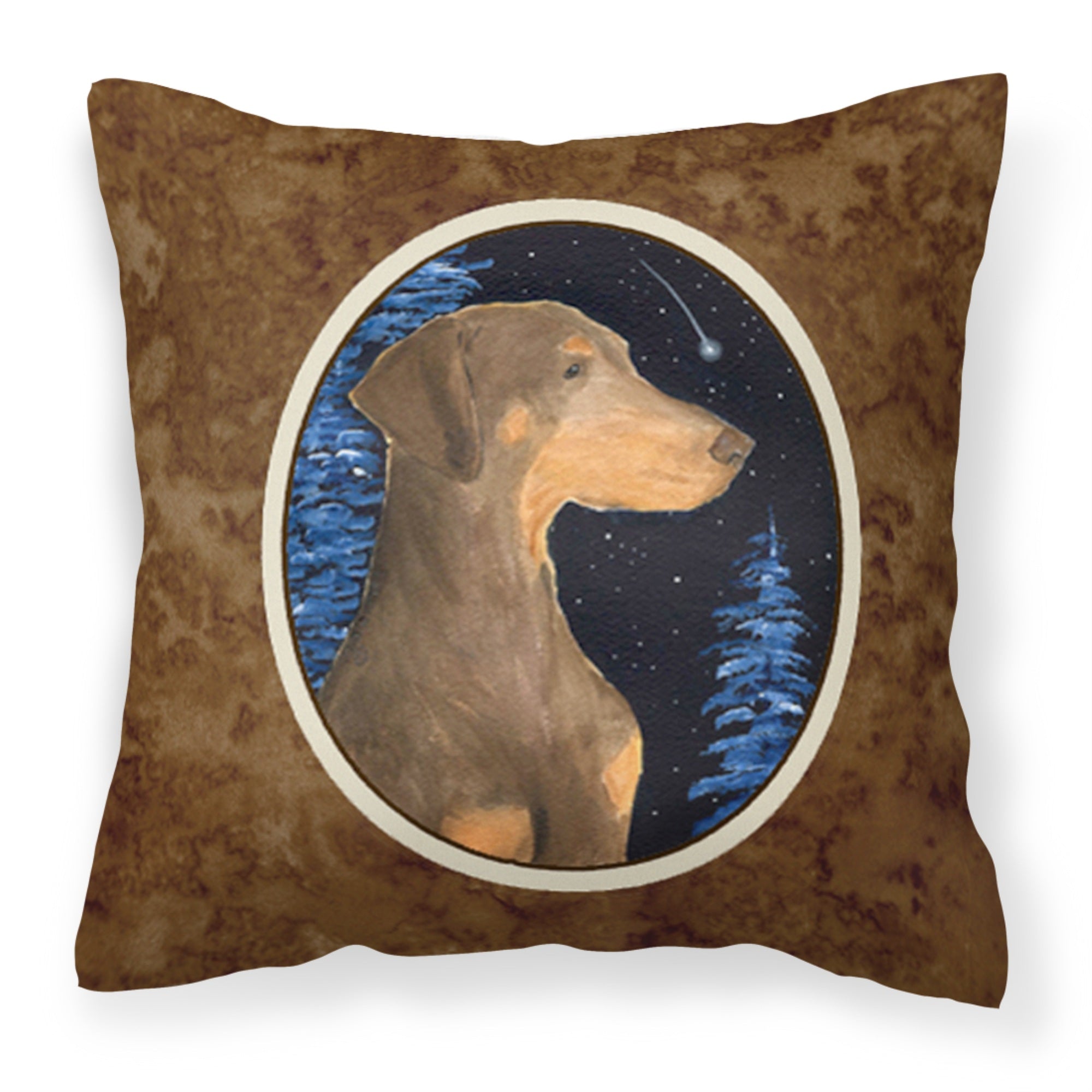 'Caroline'S Treasures Ss8462Pw1414 Starry Night Doberman Decorative Canvas Fabric Pillow, Large, Multicolor'