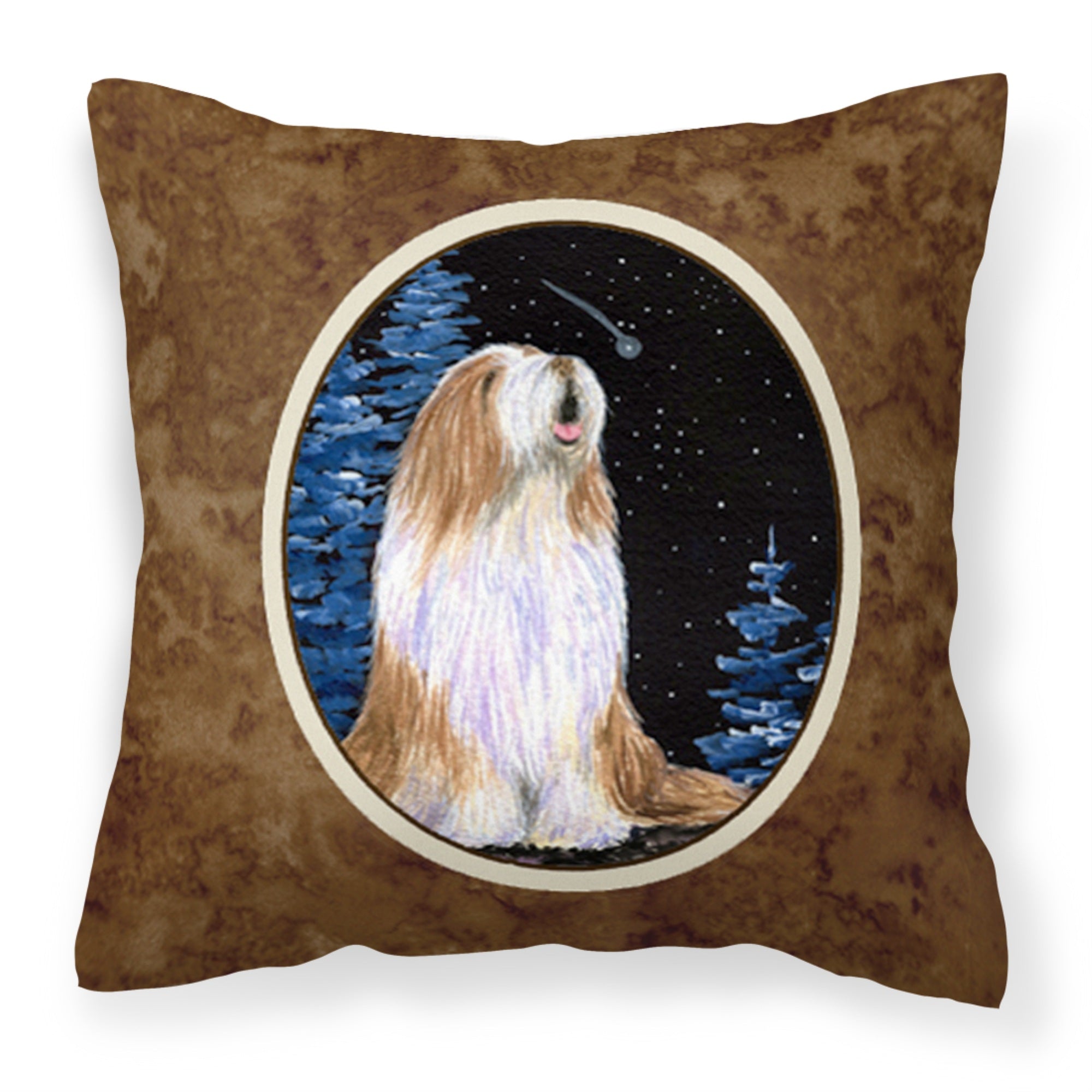 'Caroline'S Treasures Ss8467Pw1414 Starry Night Bearded Collie Fabric Pillow, Large, Multicolor'