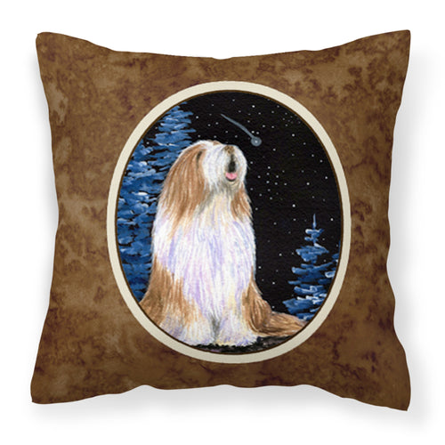 'Caroline'S Treasures Ss8467Pw1414 Starry Night Bearded Collie Fabric Pillow, Large, Multicolor'
