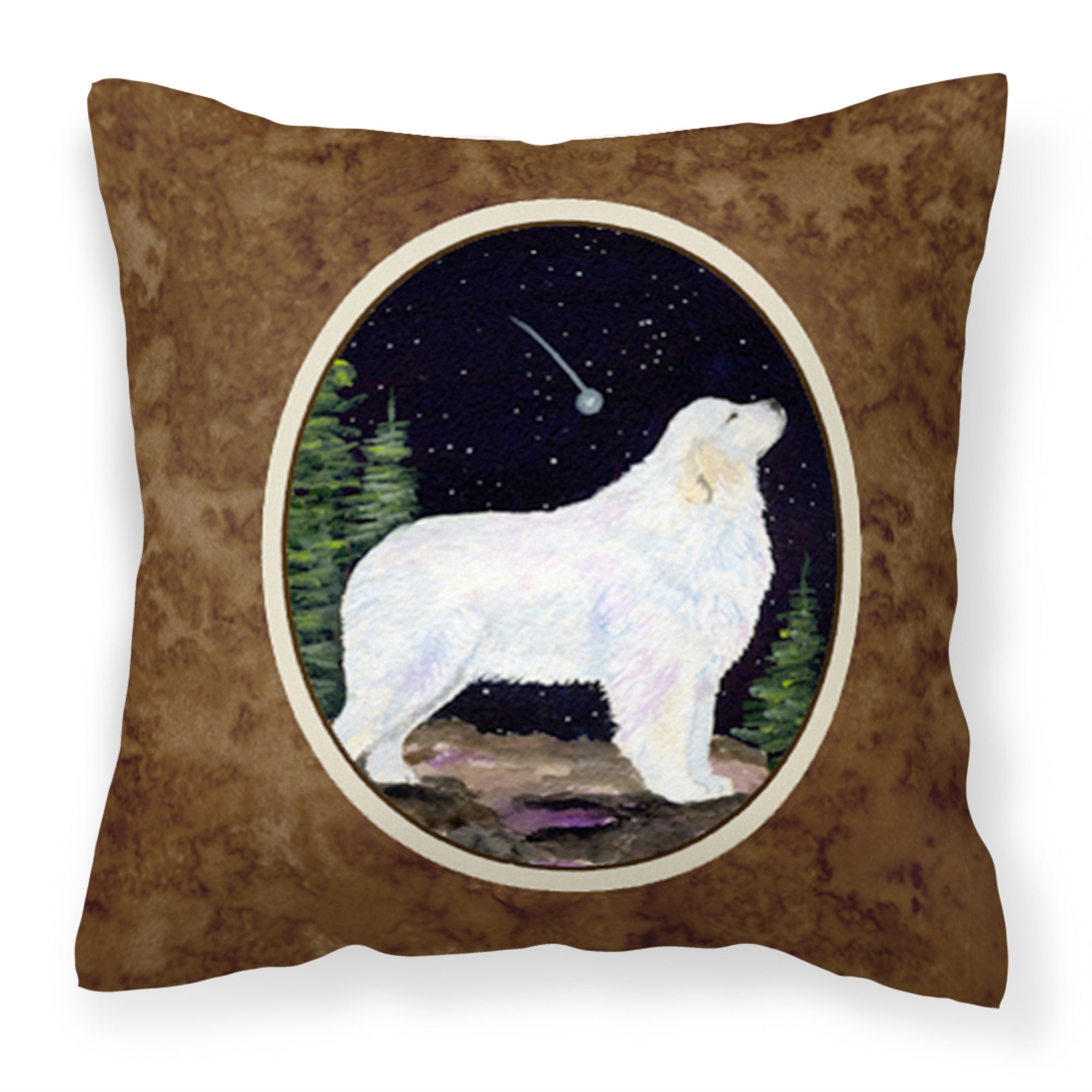 'Caroline'S Treasures Ss8471Pw1414 Starry Night Great Pyrenees Fabric Pillow, Large, Multicolor'