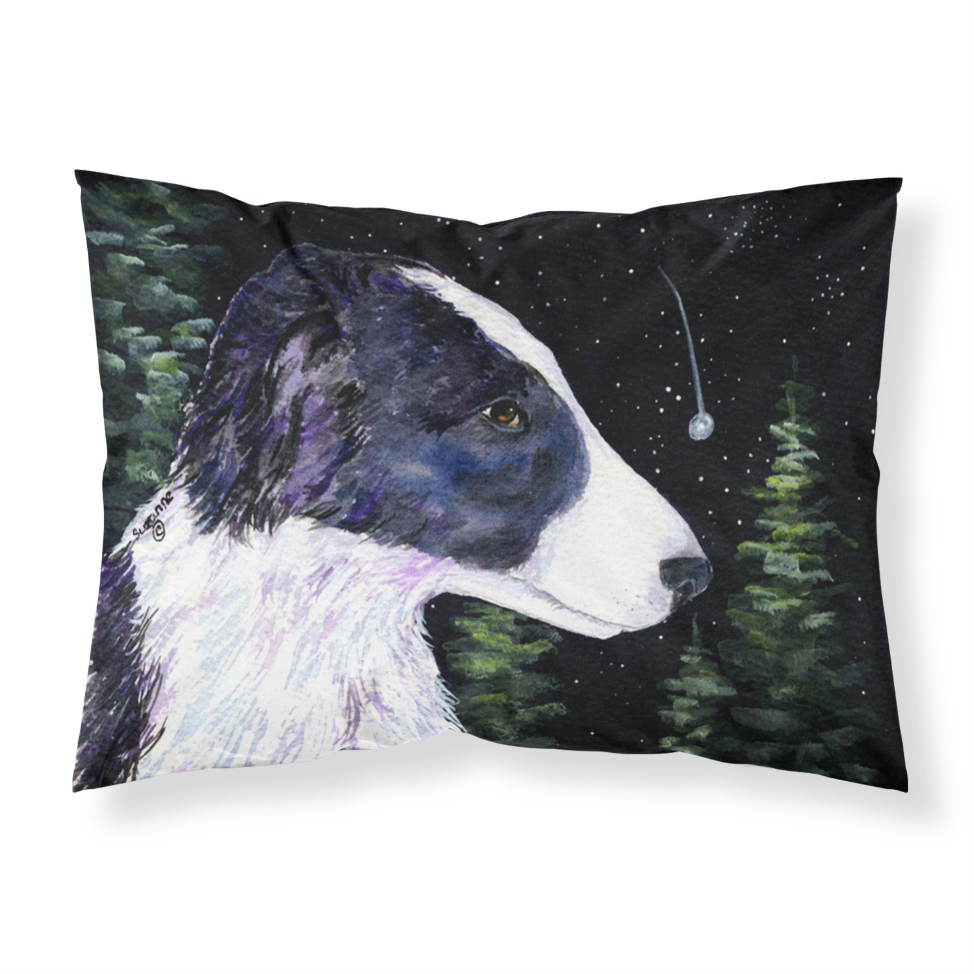 'Caroline'S Treasures Ss8490Pillowcase Starry Night Border Collie Moisture Wicking Fabric Standard Pillowcase, Large, Multicolo