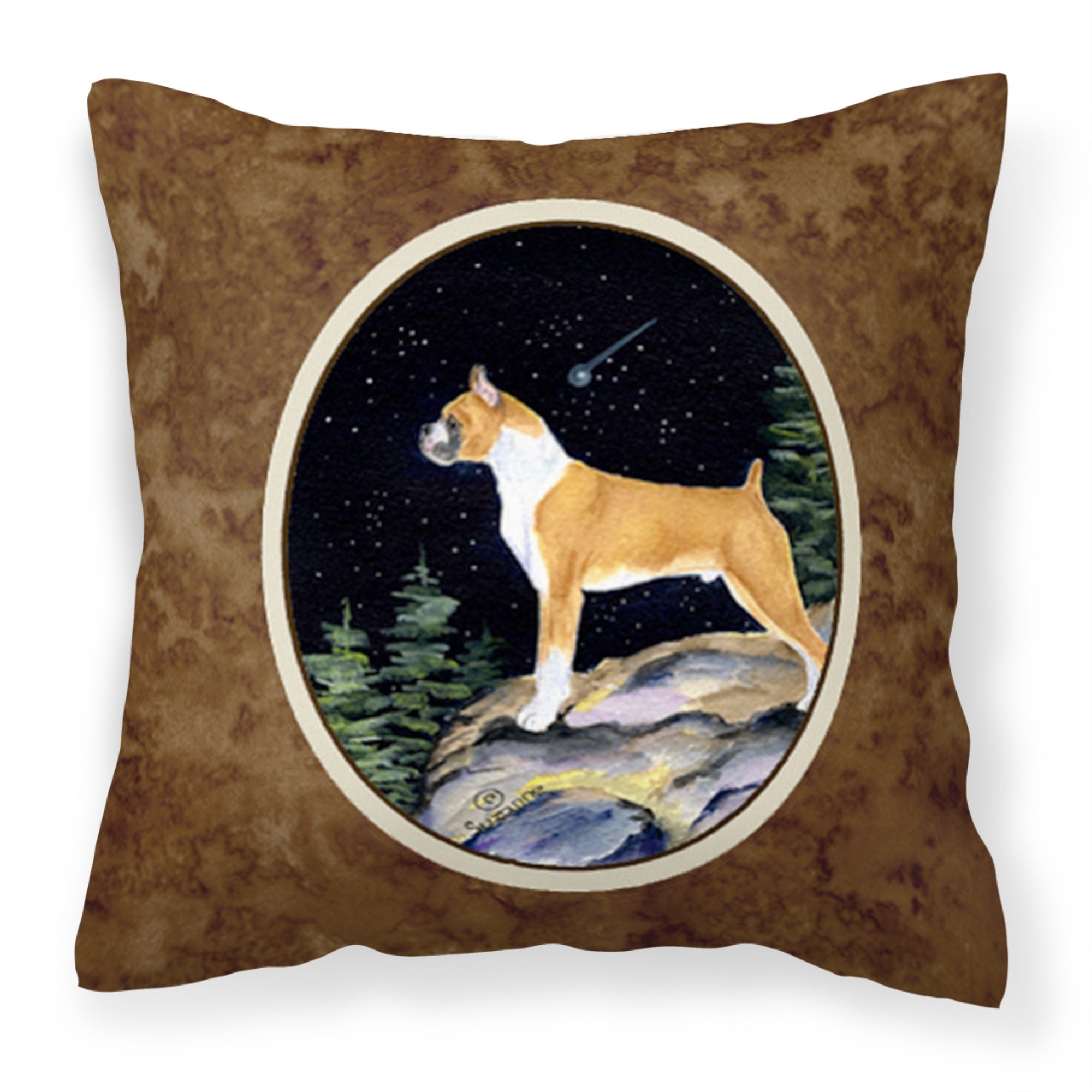 'Caroline'S Treasures Ss8496Pw1414 Starry Night Boxer Decorative Canvas Fabric Pillow, Large, Multicolor'