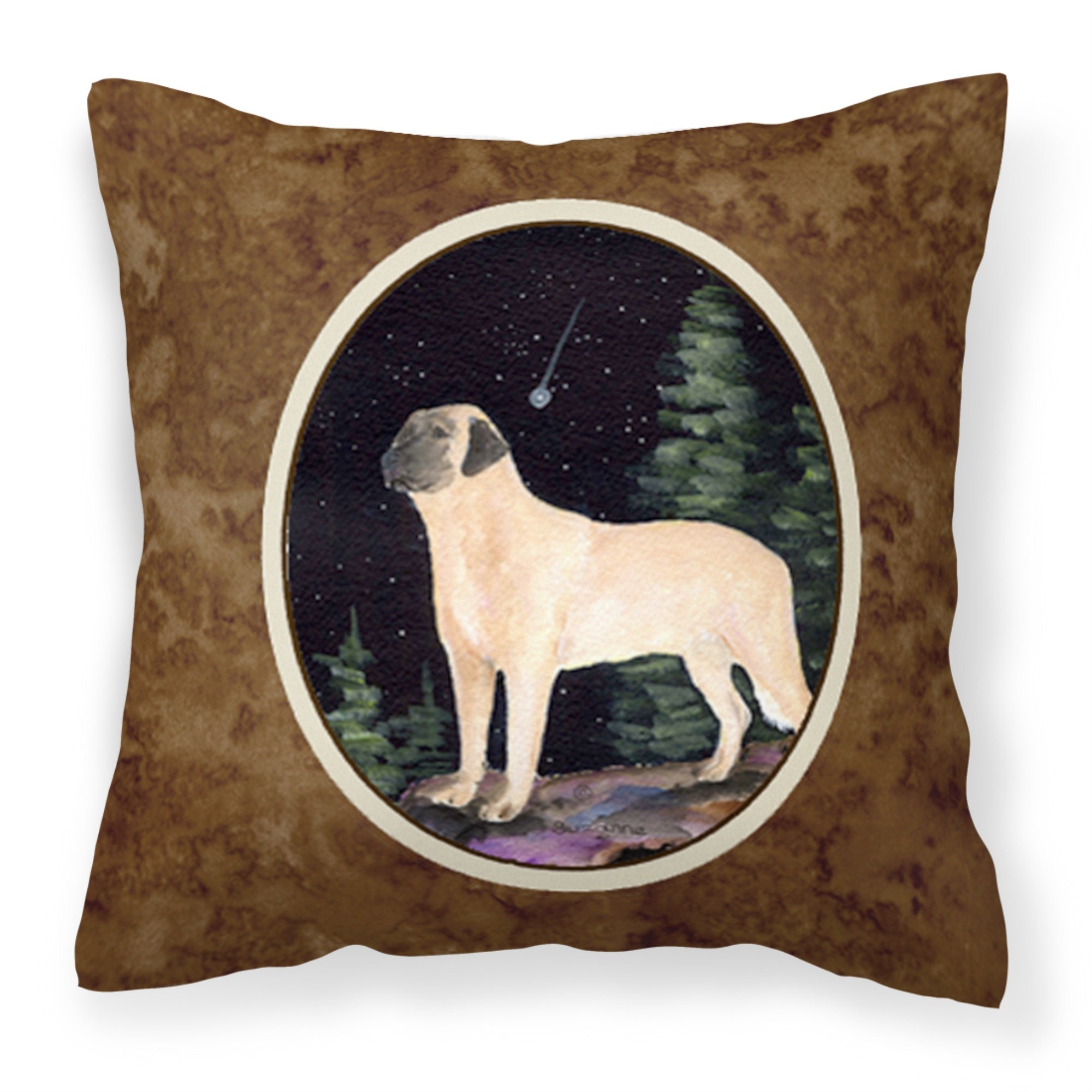 'Caroline'S Treasures Ss8505Pw1414 Starry Night Anatolian Shepherd Fabric Pillow, Large, Multicolor'