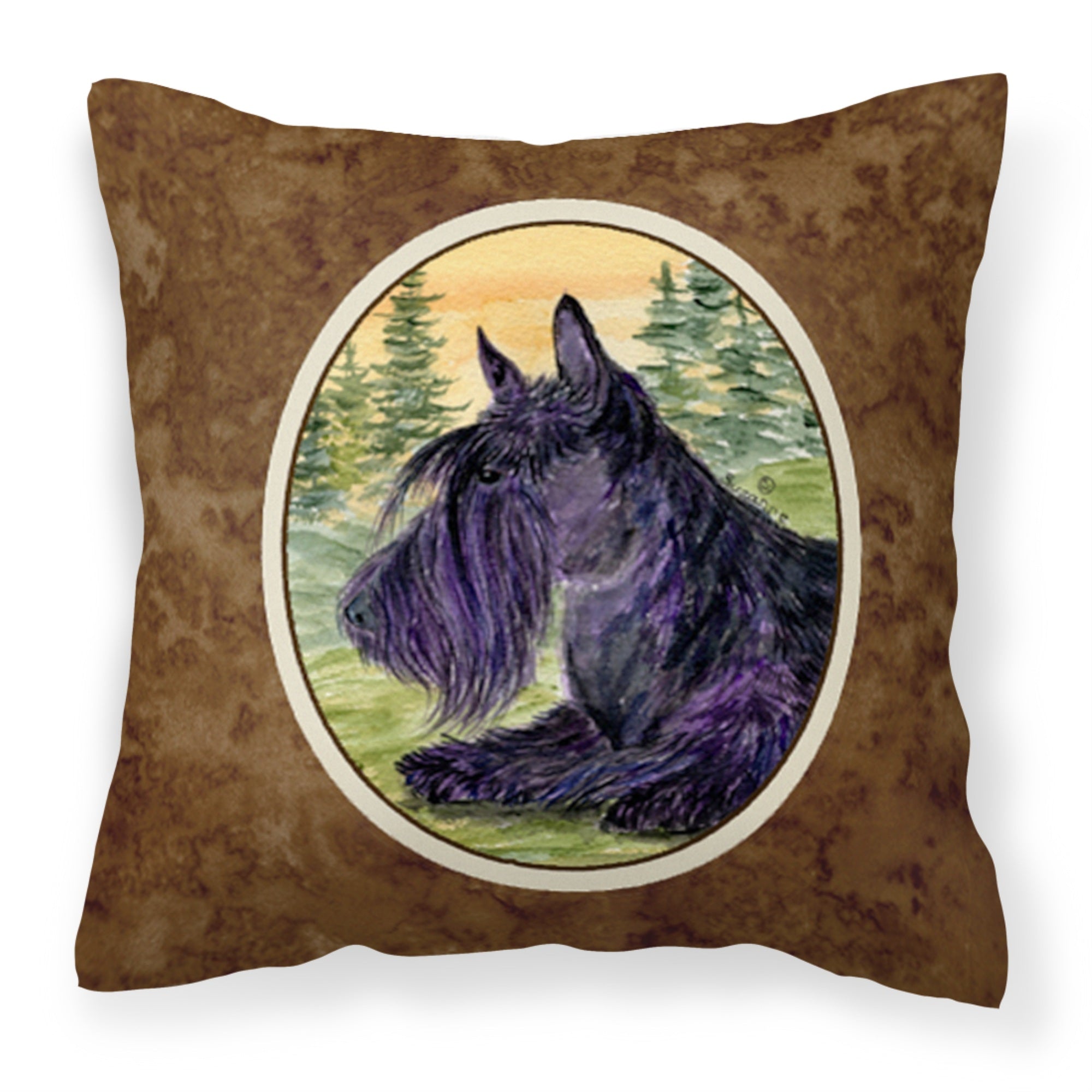 'Caroline'S Treasures Ss8511Pw1414 Scottish Terrier Decorative Canvas Fabric Pillow, Large, Multicolor'