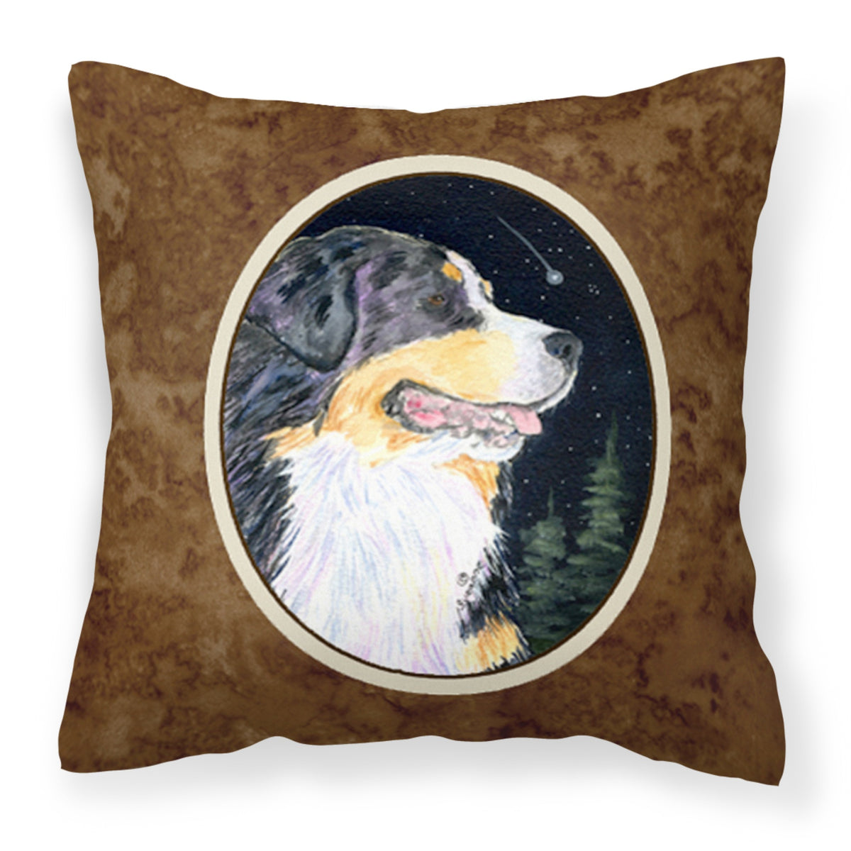 'Caroline'S Treasures Ss8512Pw1414 Starry Night Bernese Mountain Dog Fabric Pillow, Large, Multicolor'