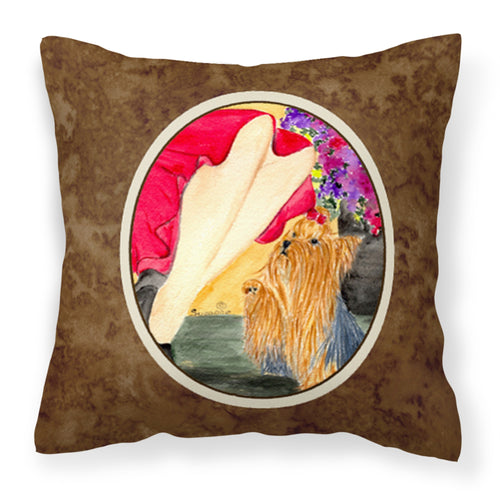'Caroline'S Treasures Ss8522Pw1414 Lady With Her Yorkie Decorative Canvas Fabric Pillow, Large, Multicolor'