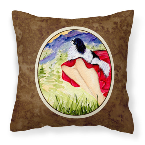 'Caroline'S Treasures Ss8524Pw1414 Lady With Her Japanese Chin Fabric Pillow, Large, Multicolor'