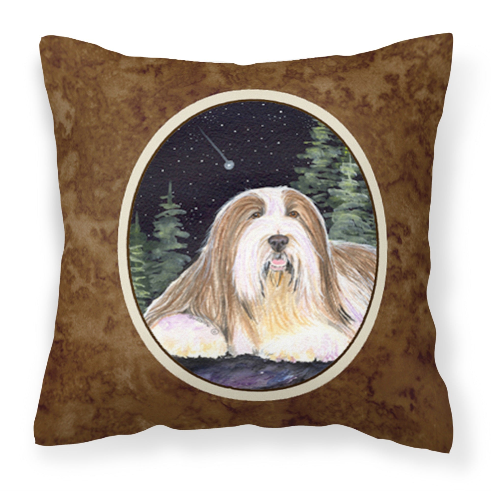 'Caroline'S Treasures Ss8529Pw1414 Starry Night Bearded Collie Fabric Pillow, Large, Multicolor'