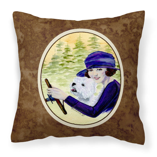 'Caroline'S Treasures Ss8532Pw1414 Woman Driving With Her Westie Fabric Pillow, Large, Multicolor'