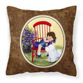 'Caroline'S Treasures Ss8533Pw1414 Little Girl With Her Bichon Frise Fabric Pillow, Large, Multicolor'