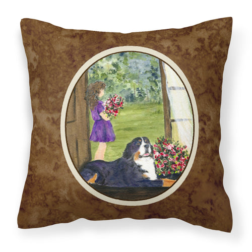 'Caroline'S Treasures Ss8535Pw1414 Little Girl With Her Bernese Mountain Dog Pillow, Large, Multicolor'