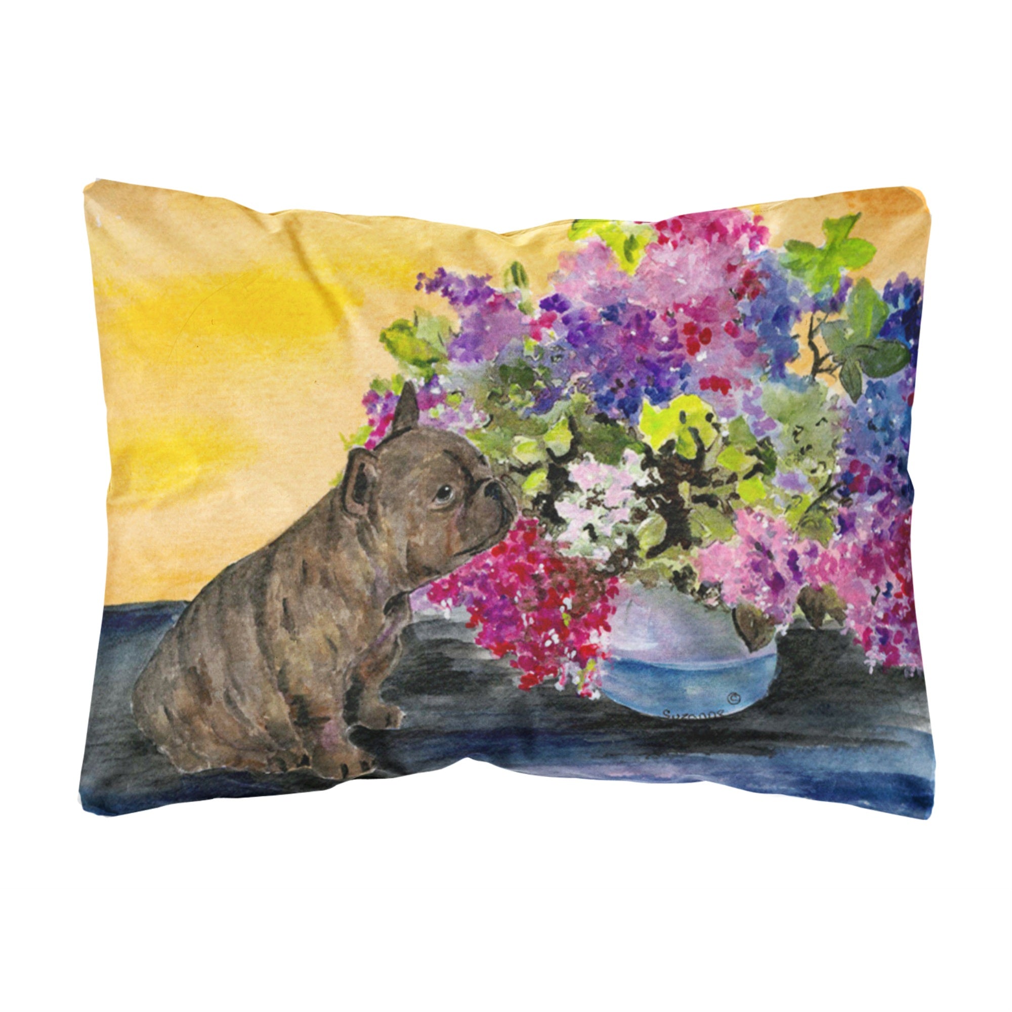 'Caroline'S Treasures Ss8536Pw1216 French Bulldog Decorative Canvas Fabric Pillow, Large, Multicolor'