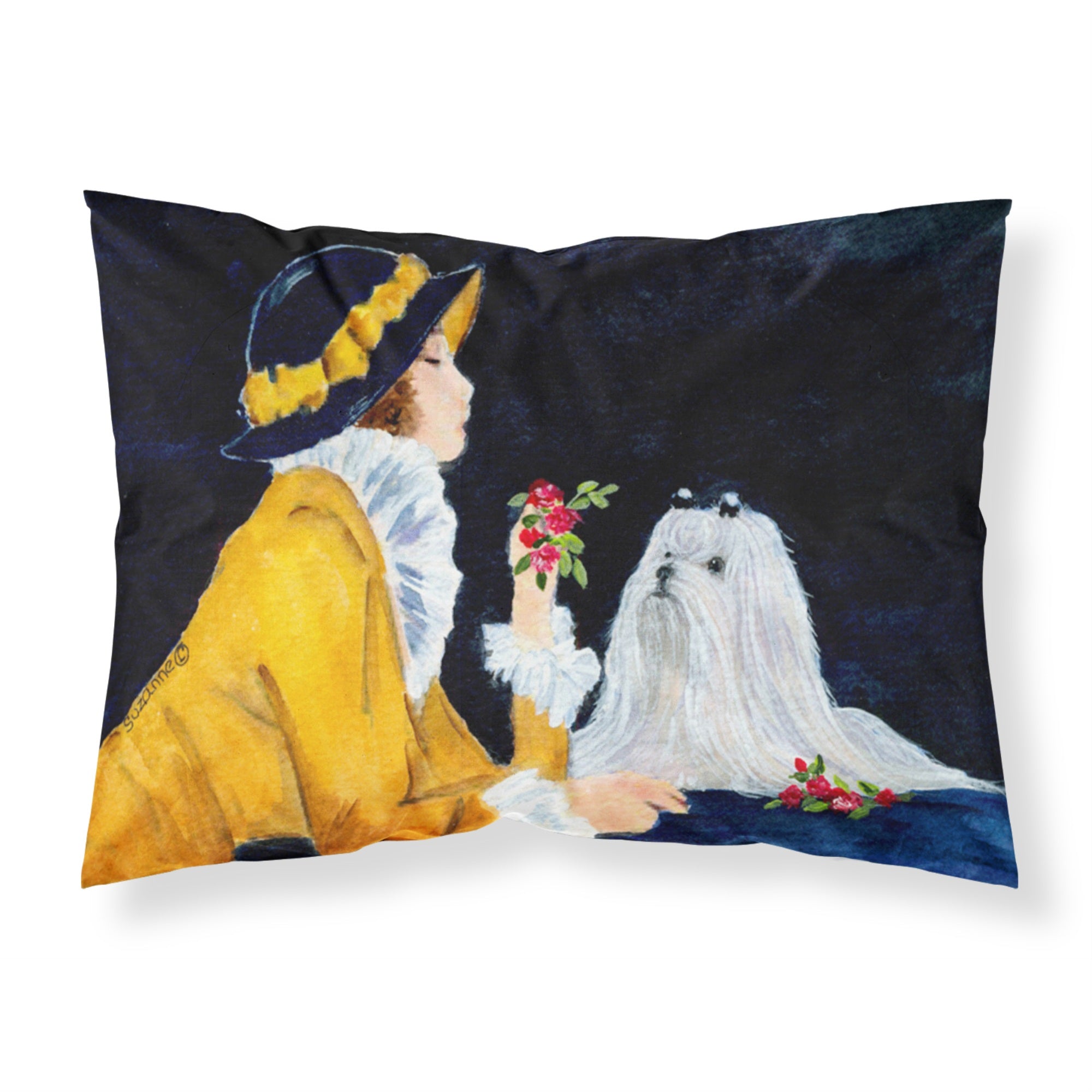 'Caroline'S Treasures Ss8537Pillowcase Lady With Her Maltese Moisture Wicking Fabric Standard Pillowcase, Large, Multicolor'