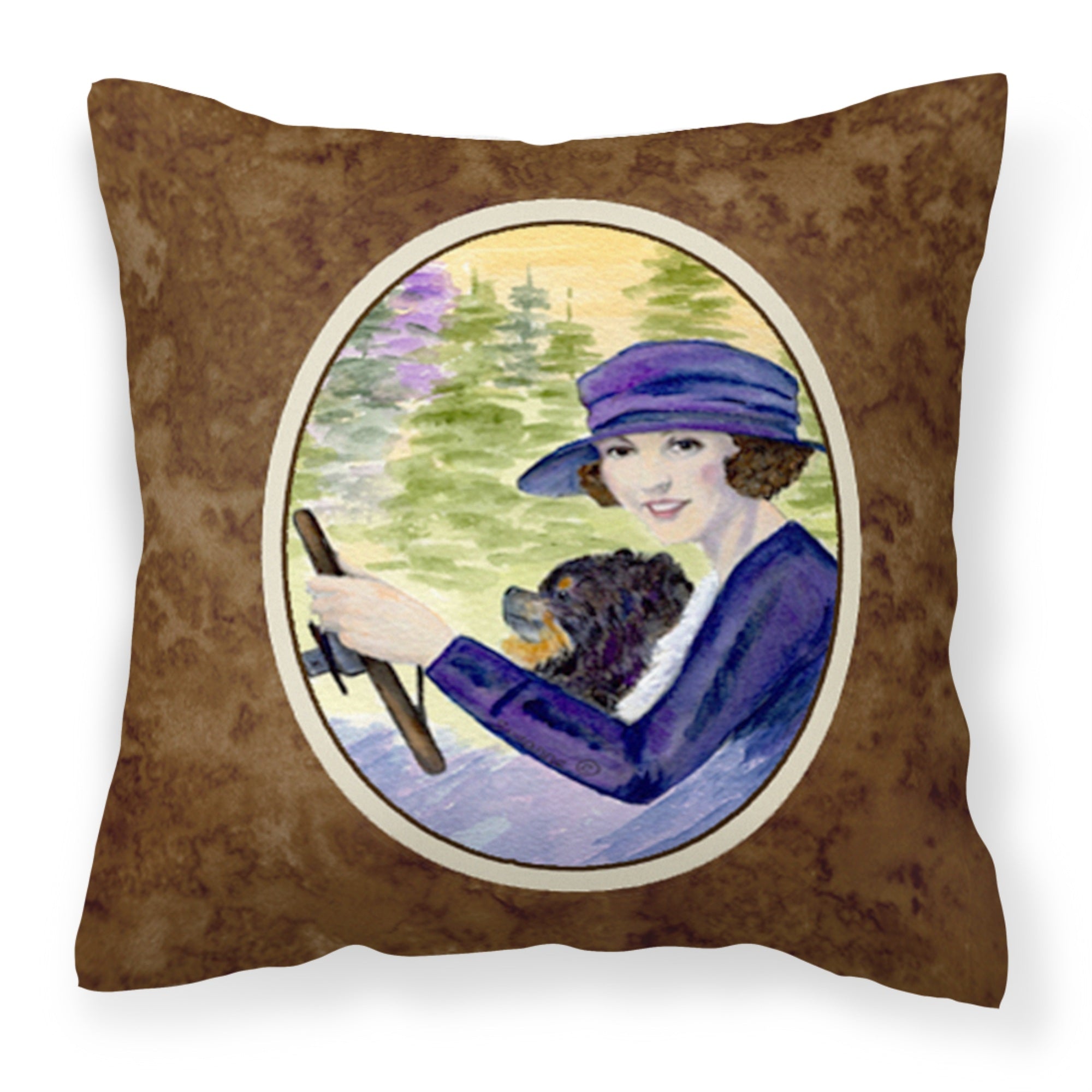 'Caroline'S Treasures Ss8538Pw1414 Lady Driving With Her Pomeranian Fabric Pillow, Large, Multicolor'