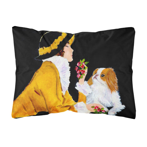 'Caroline'S Treasures Lady With Her Japanese Chin Decorative Canvas Fabric Pillow, Large, Multicolor'