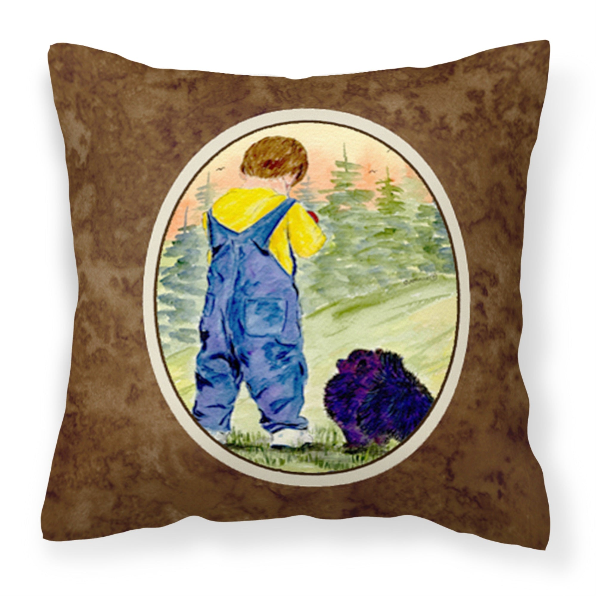 'Caroline'S Treasures Ss8544Pw1414 Little Boy With His Pomeranian Fabric Pillow, Large, Multicolor'
