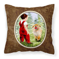 'Caroline'S Treasures Ss8545Pw1414 Little Boy With His Golden Retriever Fabric Pillow, Large, Multicolor'
