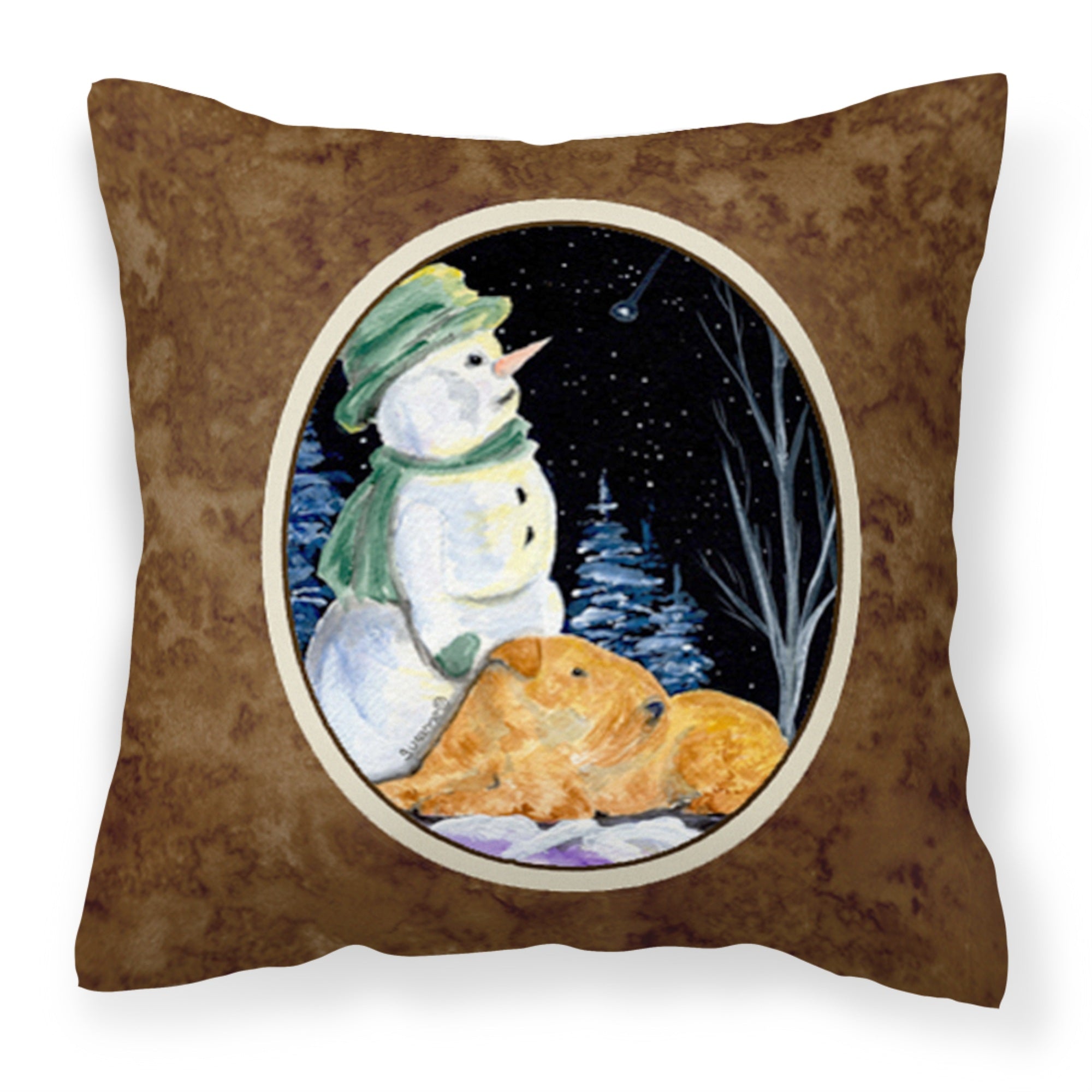 'Caroline'S Treasures Ss8555Pw1414 Snowman With Welsh Terrier Fabric Pillow, Large, Multicolor'