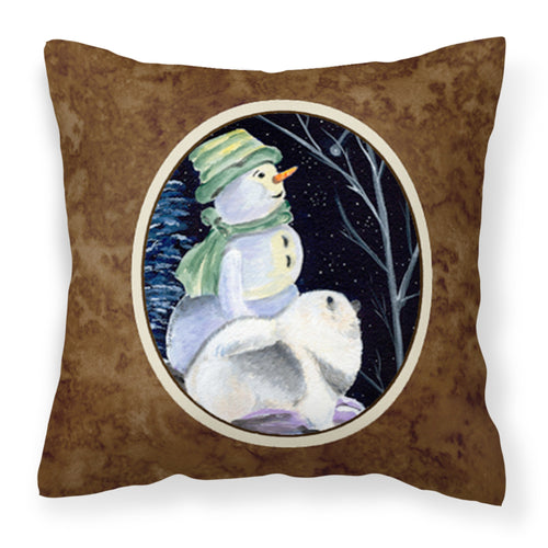 'Caroline'S Treasures Ss8557Pw1414 Snowman With Keeshond Decorative Canvas Fabric Pillow, Large, Multicolor'