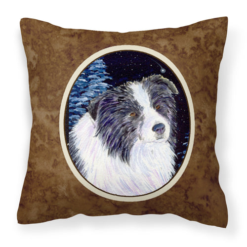 'Caroline'S Treasures Ss8558Pw1414 Starry Night Border Collie Fabric Pillow, Large, Multicolor'