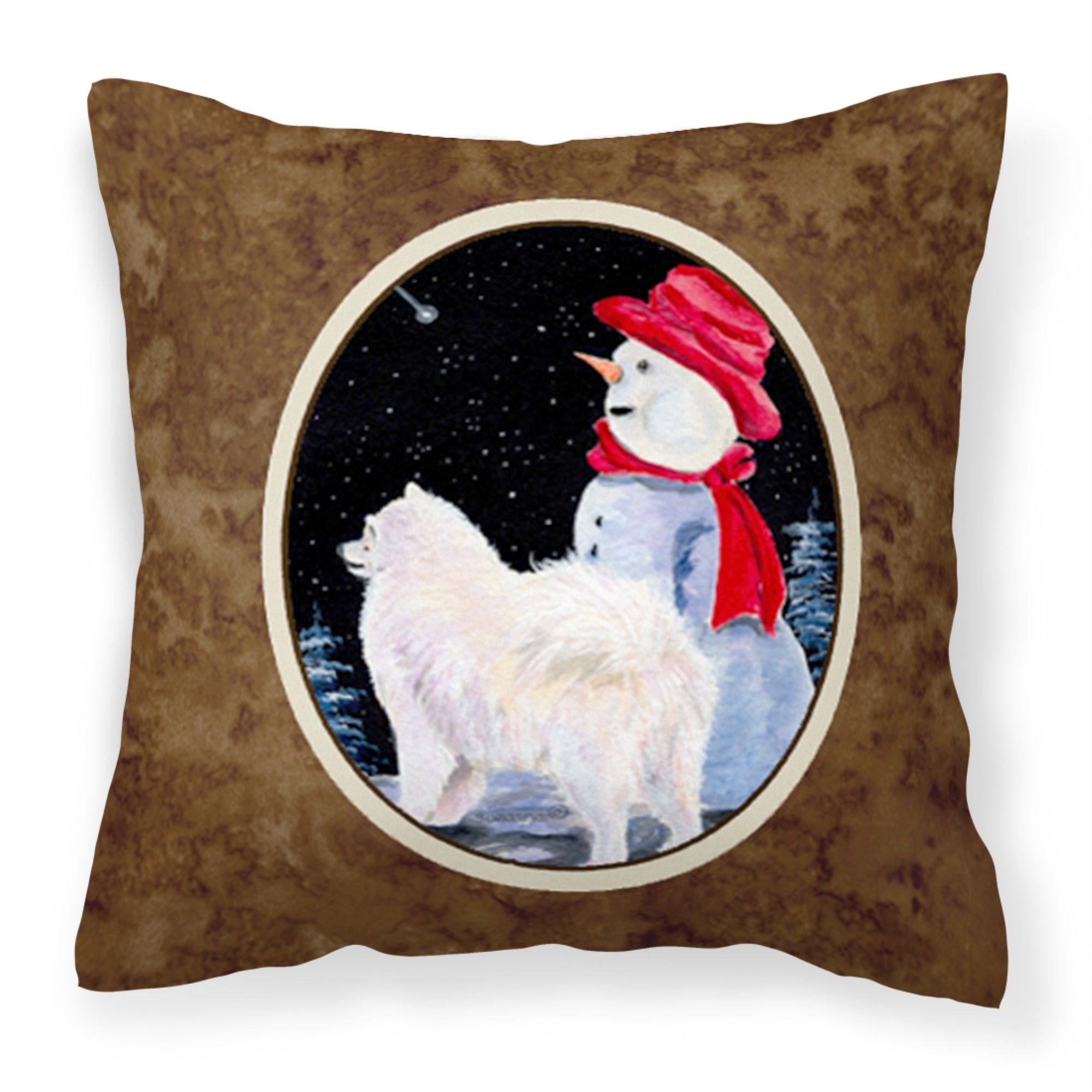'Caroline'S Treasures Ss8572Pw1414 Samoyed Decorative Canvas Fabric Pillow, Large, Multicolor'
