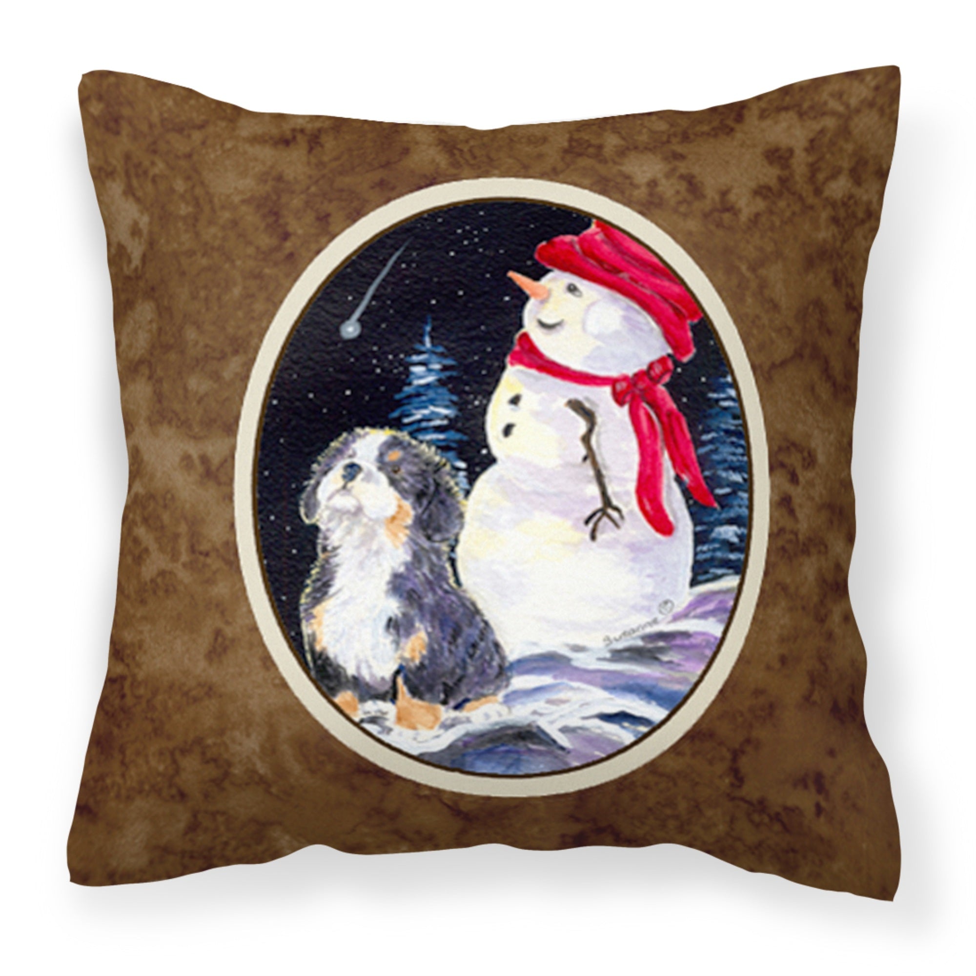 'Caroline'S Treasures Ss8575Pw1414 Bernese Mountain Dog Decorative Canvas Fabric Pillow, Large, Multicolor'