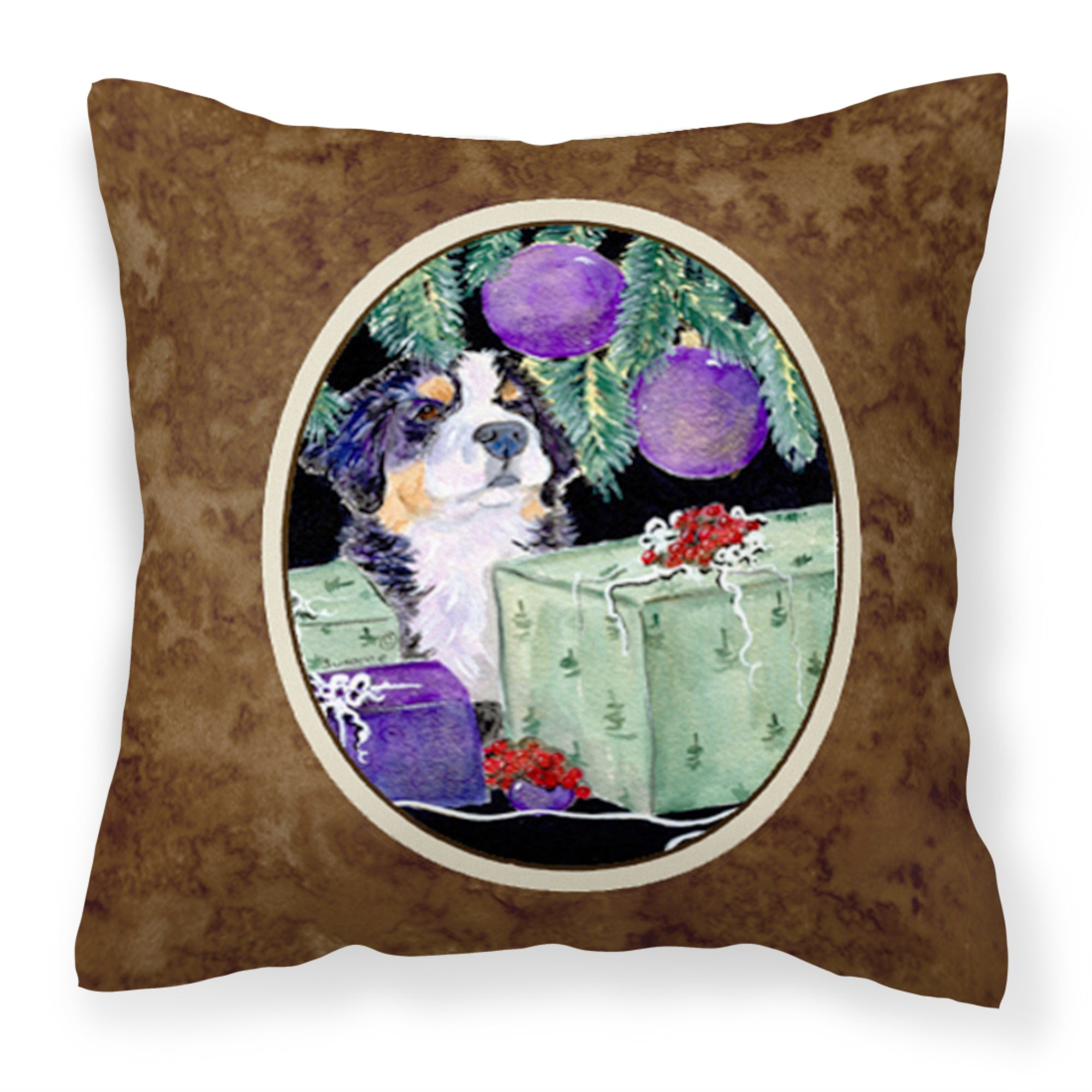 'Caroline'S Treasures Ss8582Pw1414 Bernese Mountain Dog Decorative Canvas Fabric Pillow, Large, Multicolor'