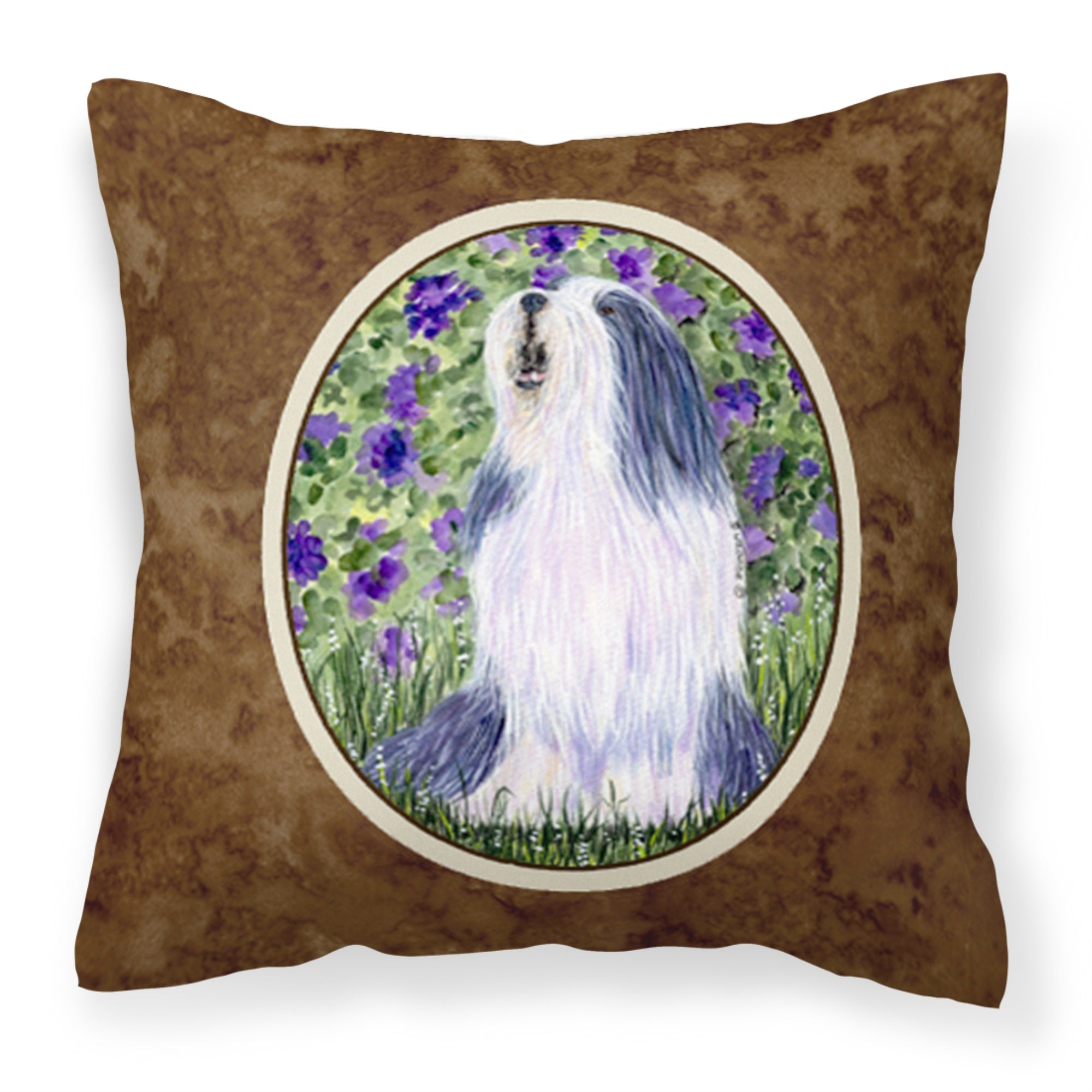 'Caroline'S Treasures Ss8602Pw1414 Bearded Collie Decorative Canvas Fabric Pillow, Large, Multicolor'