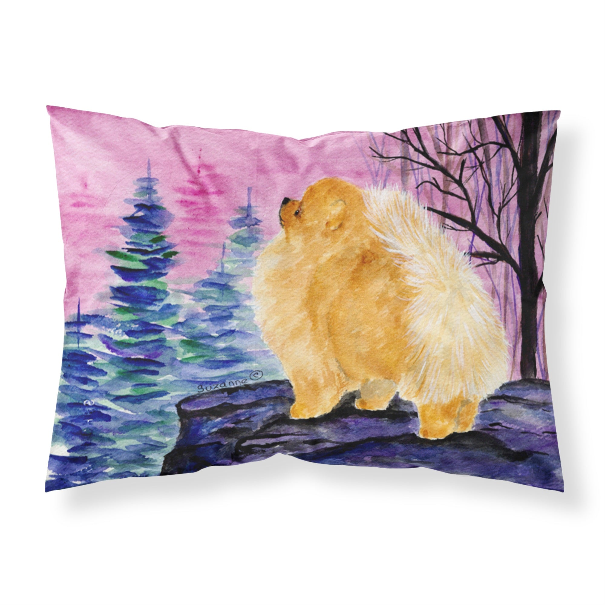'Caroline'S Treasures Ss8606Pillowcase Pomeranian Moisture Wicking Fabric Standard Pillowcase, Large, Multicolor'