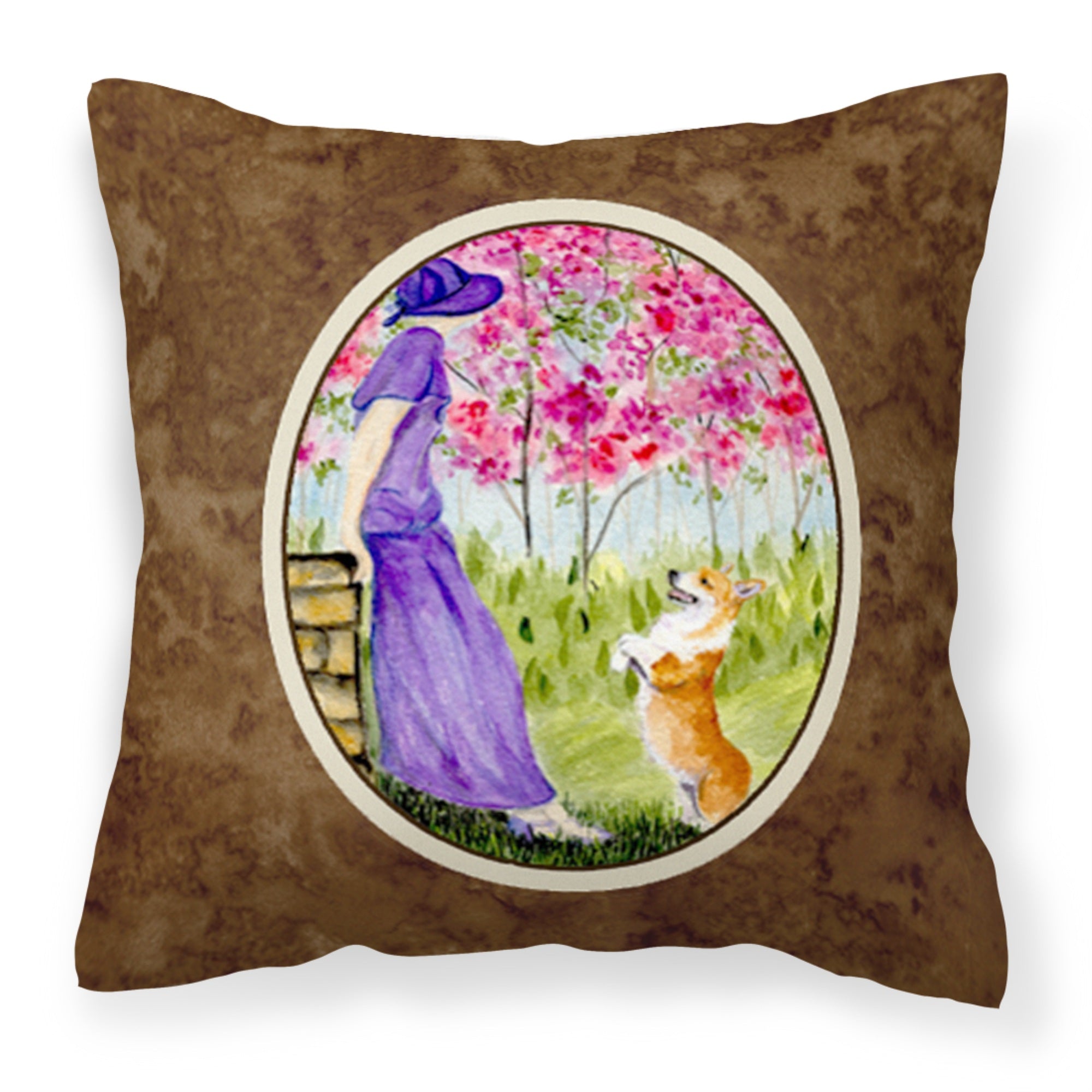 'Caroline'S Treasures Ss8616Pw1414 Corgi Decorative Canvas Fabric Pillow, Large, Multicolor'