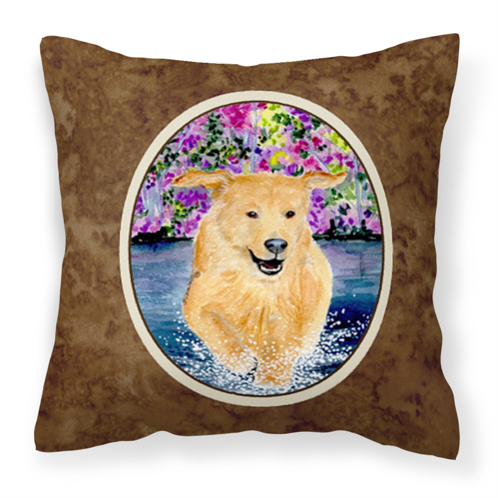 'Caroline'S Treasures Ss8627Pw1414 Golden Retriever Decorative Canvas Fabric Pillow, Large, Multicolor'