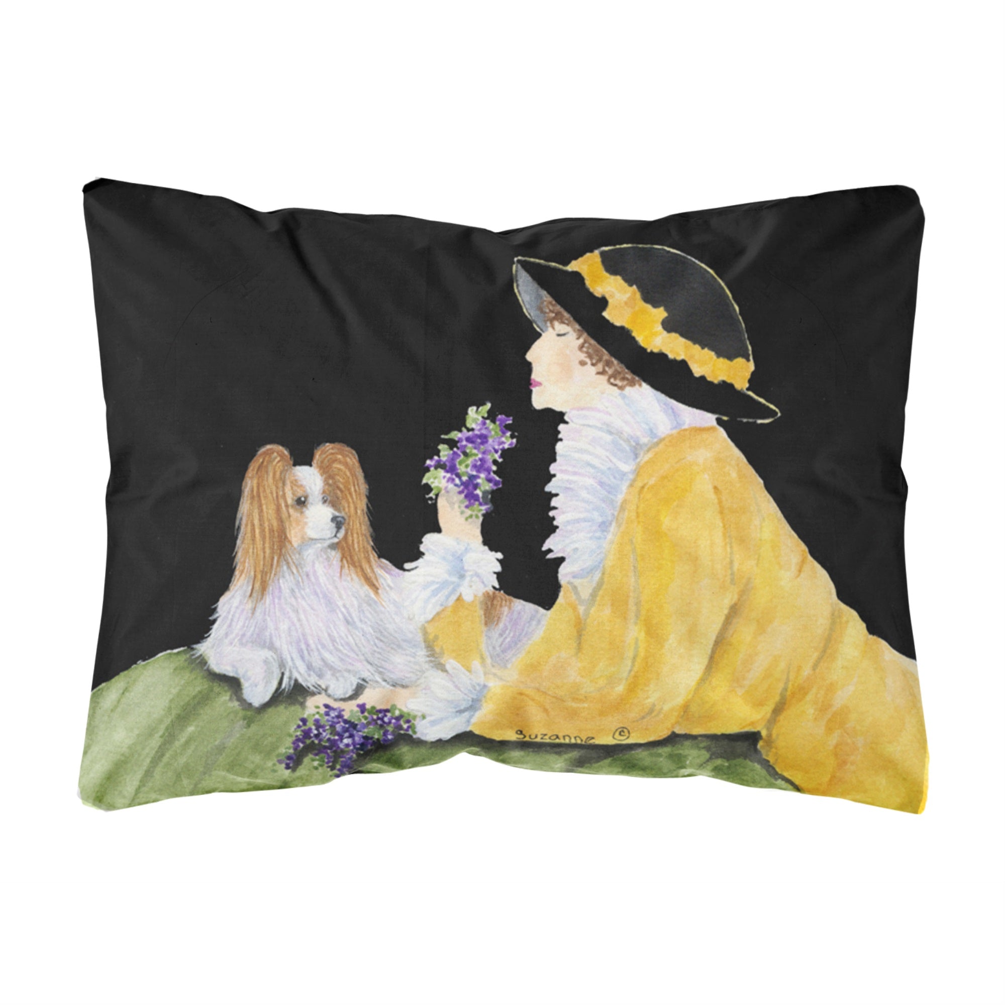 'Caroline'S Treasures Ss8633Pw1216 Papillon Decorative Canvas Fabric Pillow, Large, Multicolor'