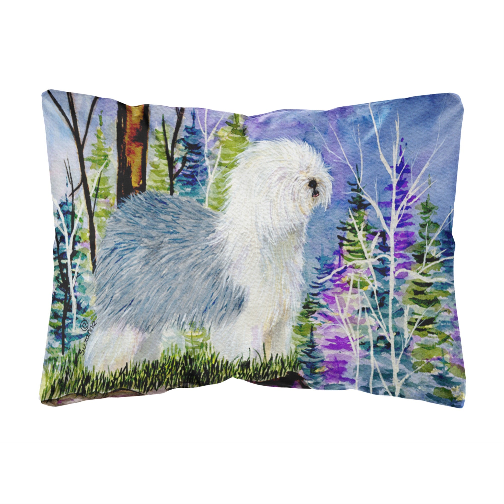 'Caroline'S Treasures Ss8641Pw1216 Old English Sheepdog Decorative Canvas Fabric Pillow, Large, Multicolor'