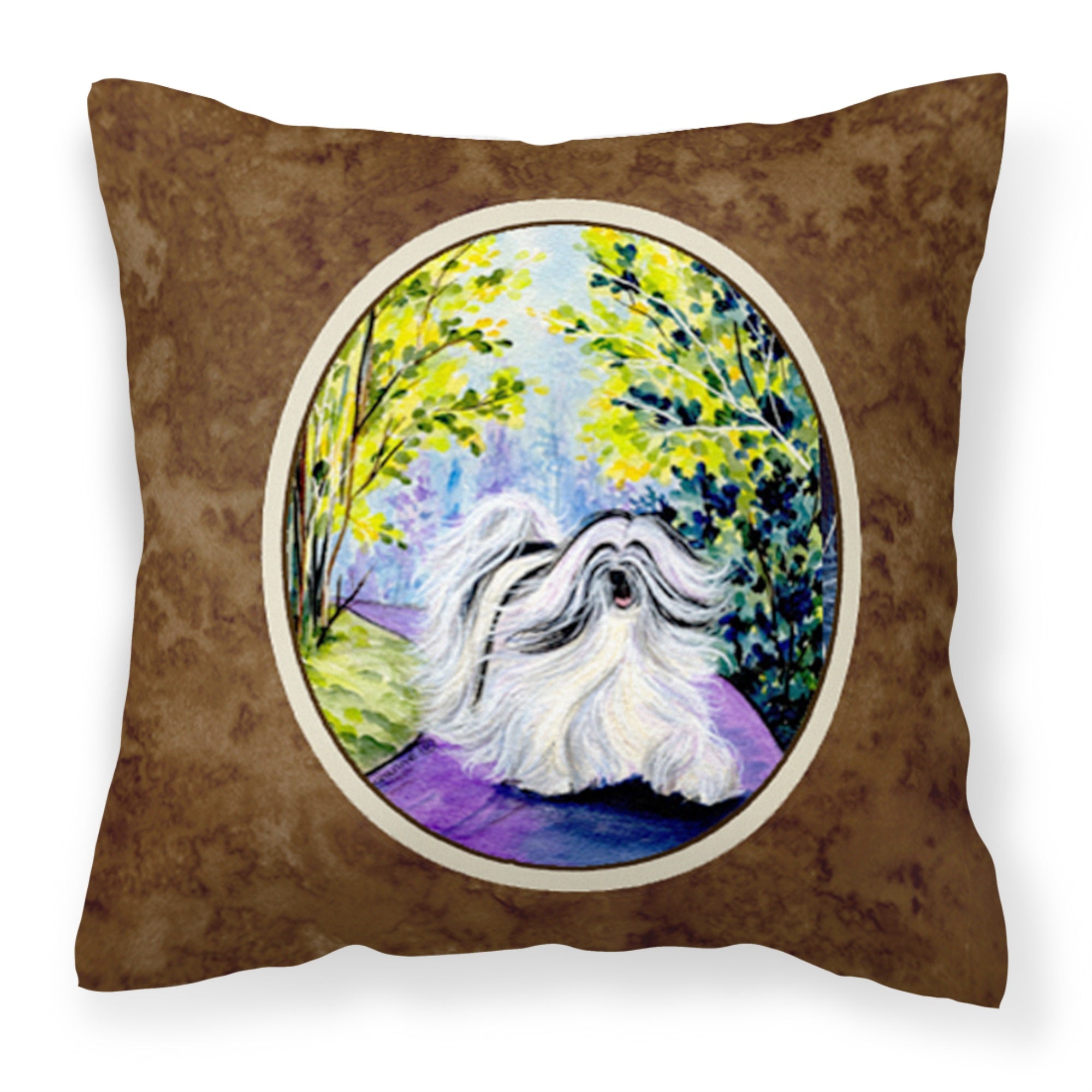 'Caroline'S Treasures Ss8643Pw1414 Tibetan Terrier Decorative Canvas Fabric Pillow, Large, Multicolor'