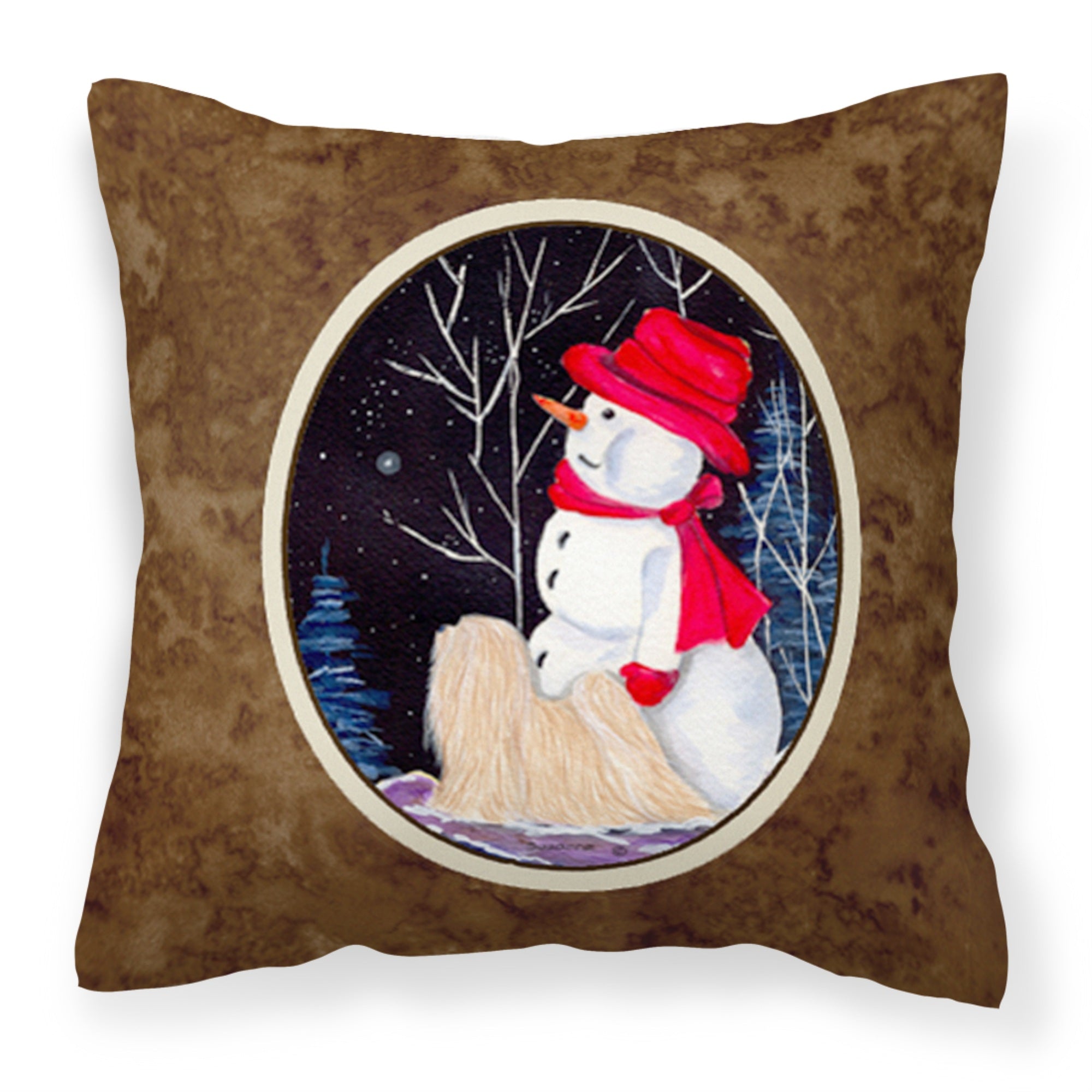 'Caroline'S Treasures Ss8644Pw1414 Lhasa Apso Decorative Canvas Fabric Pillow, Large, Multicolor'