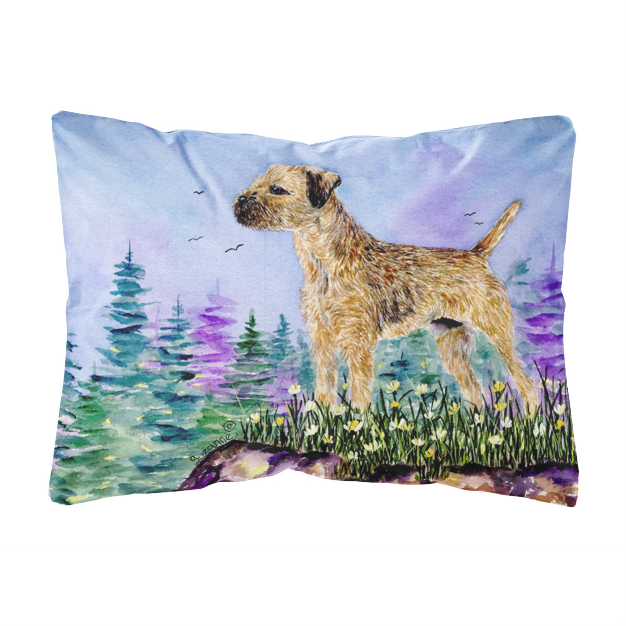 'Caroline'S Treasures Ss8664Pw1216 Border Terrier Decorative Canvas Fabric Pillow, Large, Multicolor'