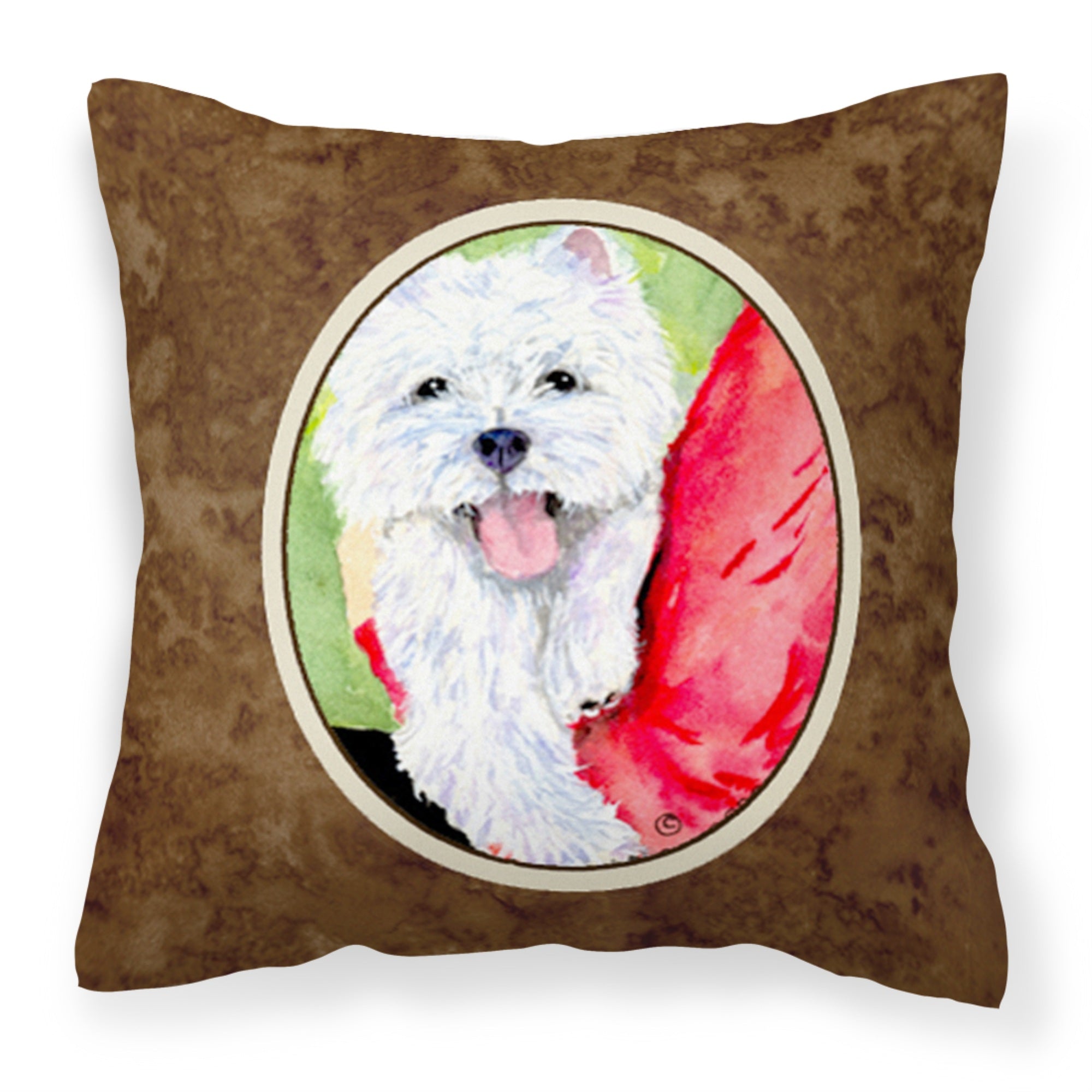 'Caroline'S Treasures Ss8784Pw1414 Westie Decorative Canvas Fabric Pillow, Large, Multicolor'