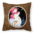 'Caroline'S Treasures Ss8793Pw1414 Snowman With Papillon Decorative Canvas Fabric Pillow, Large, Multicolor'