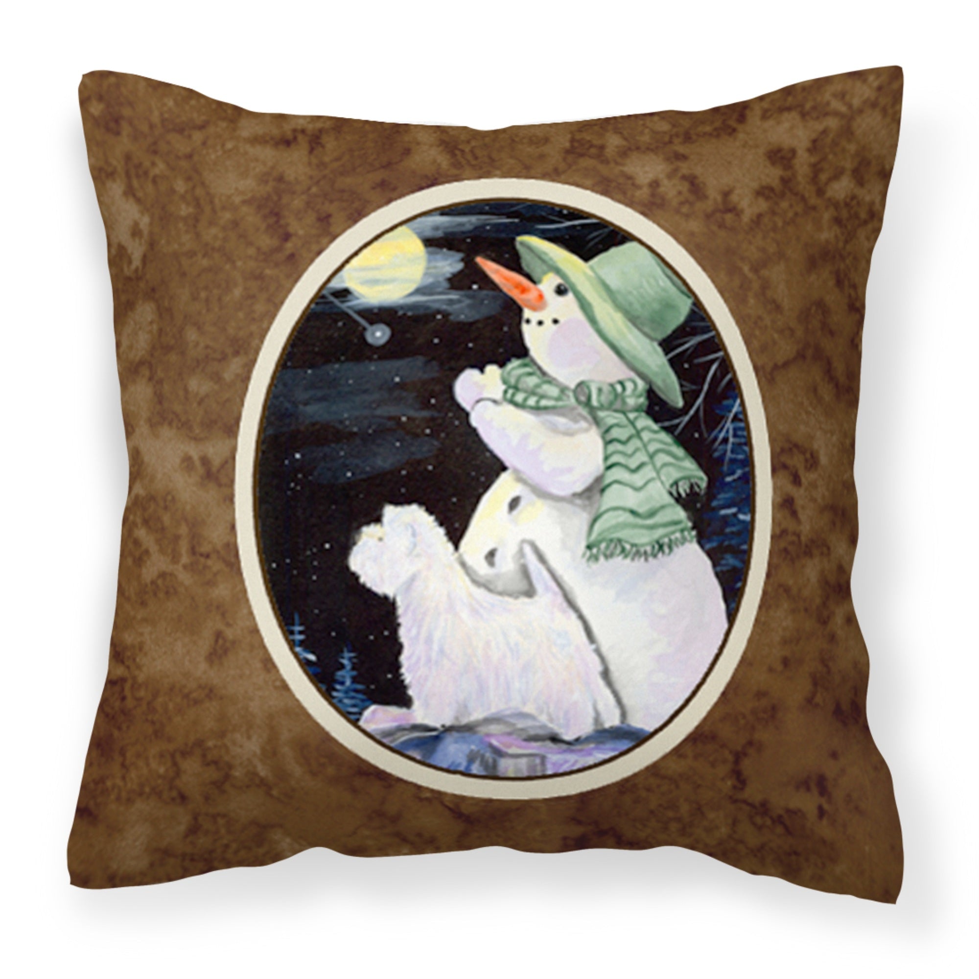 'Caroline'S Treasures Ss8797Pw1414 Snowman With Westie Decorative Canvas Fabric Pillow, Large, Multicolor'