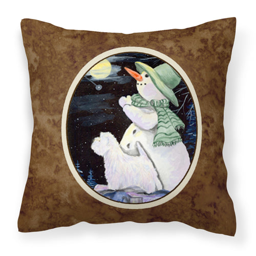 'Caroline'S Treasures Ss8797Pw1414 Snowman With Westie Decorative Canvas Fabric Pillow, Large, Multicolor'