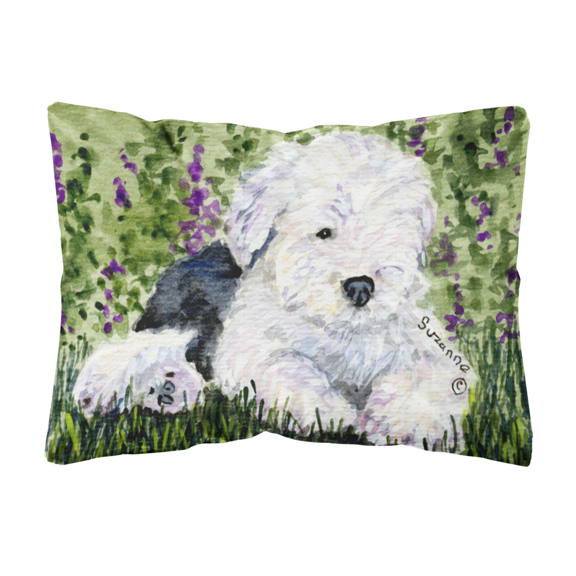 'Caroline'S Treasures Ss8840Pw1216 Old English Sheepdog Decorative Canvas Fabric Pillow, Large, Multicolor'