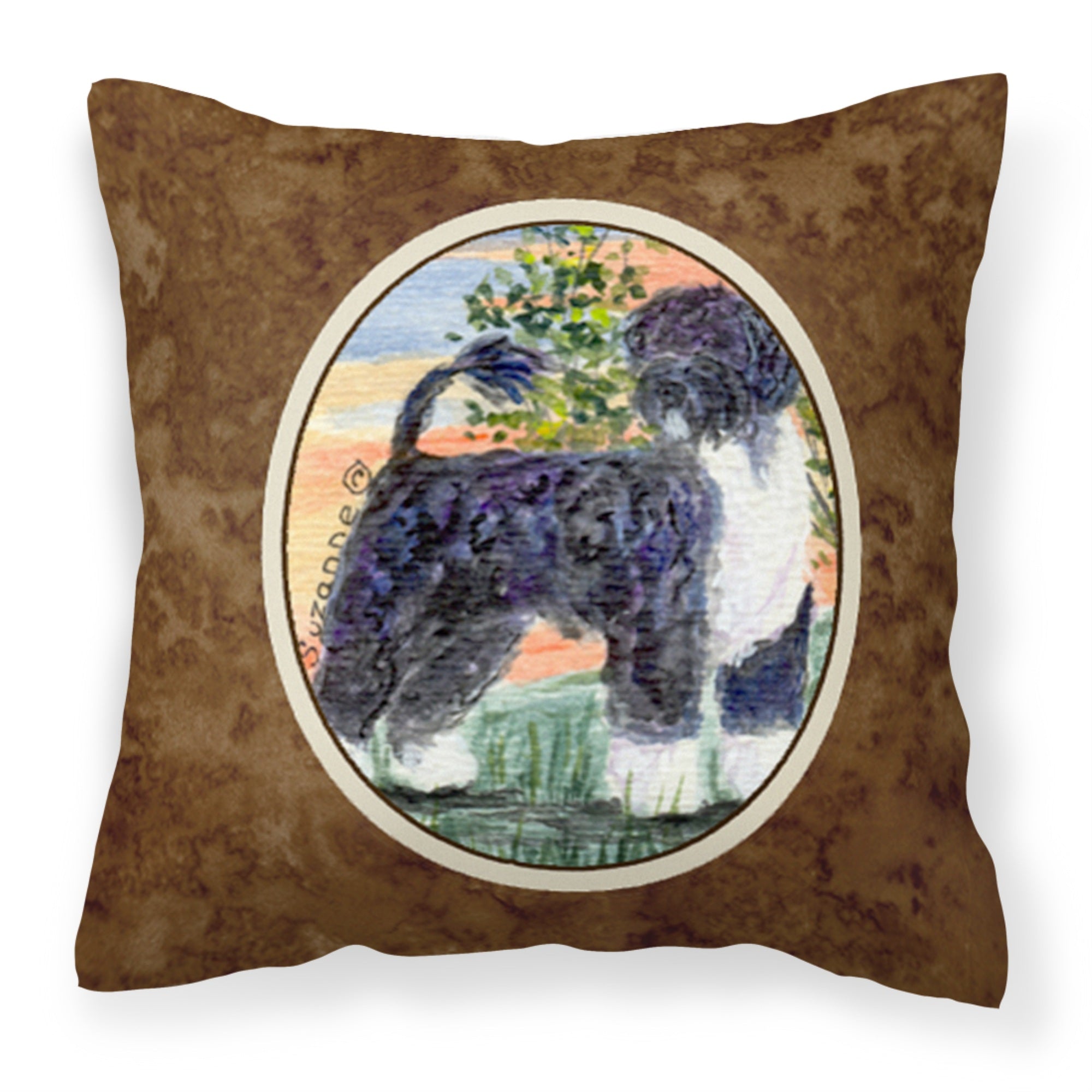 'Caroline'S Treasures Ss8855Pw1414 Portuguese Water Dog Decorative Canvas Fabric Pillow, Large, Multicolor'