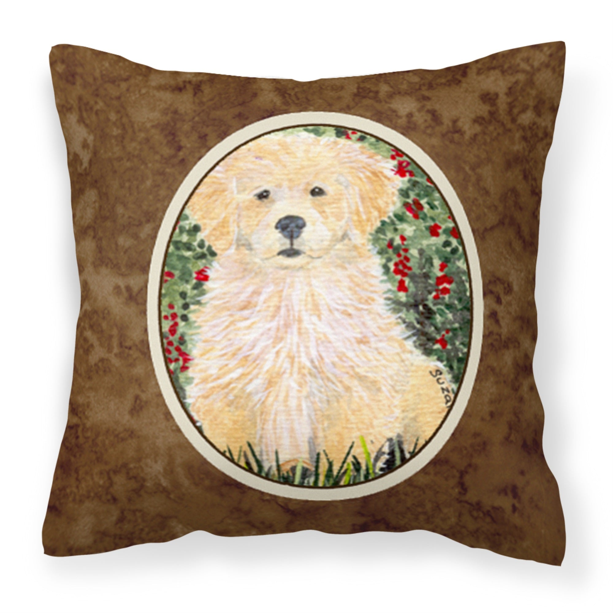 'Caroline'S Treasures Ss8857Pw1414 Golden Retriever Decorative Canvas Fabric Pillow, Large, Multicolor'