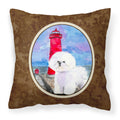'Caroline'S Treasures Ss8891Pw1414 Lighthouse With Bichon Frise Fabric Pillow, Large, Multicolor'