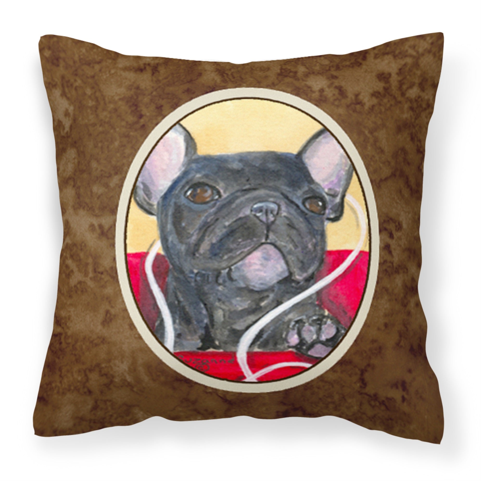'Caroline'S Treasures Ss8899Pw1414 French Bulldog Decorative Canvas Fabric Pillow, Large, Multicolor'