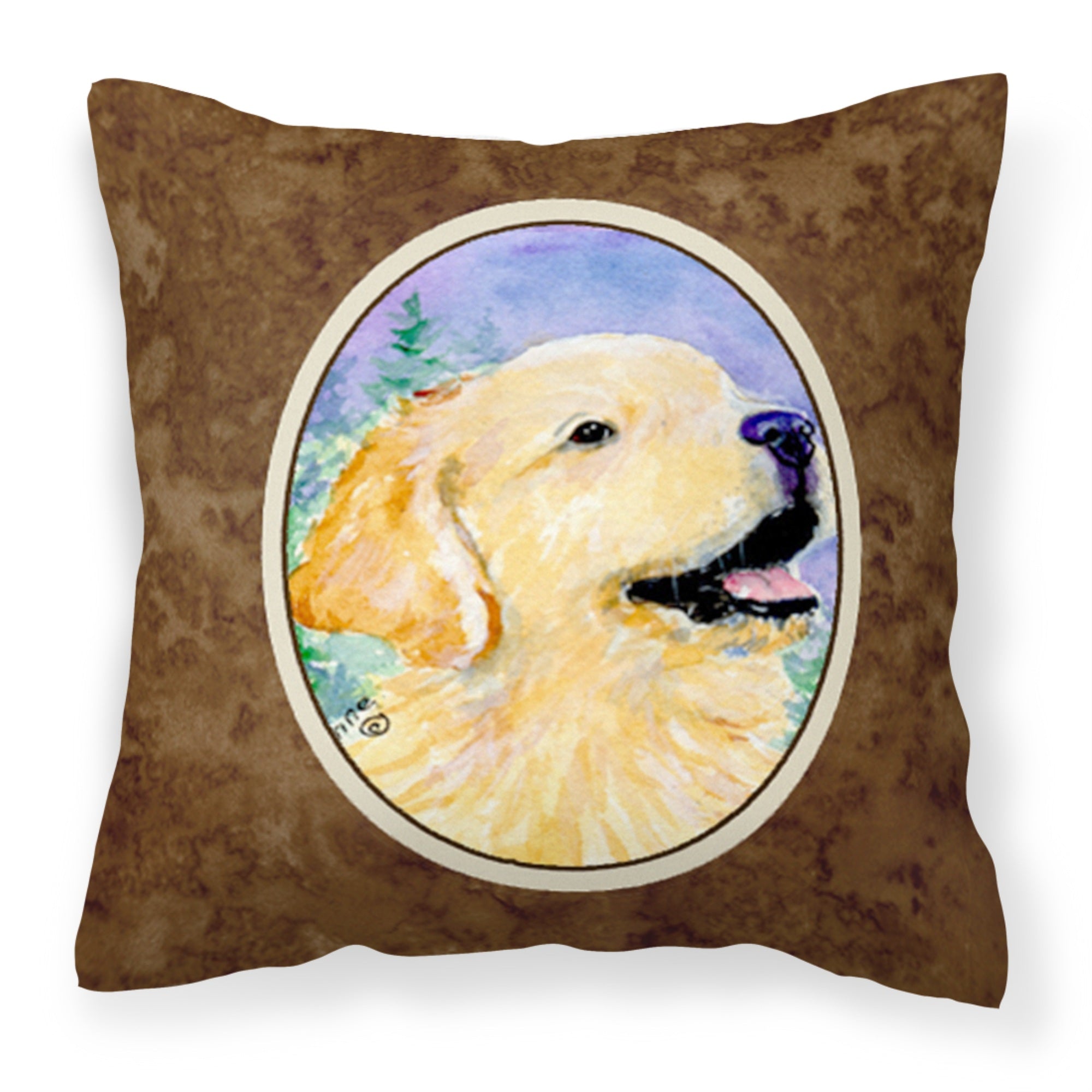 'Caroline'S Treasures Ss8904Pw1414 Golden Retriever Decorative Canvas Fabric Pillow, Large, Multicolor'