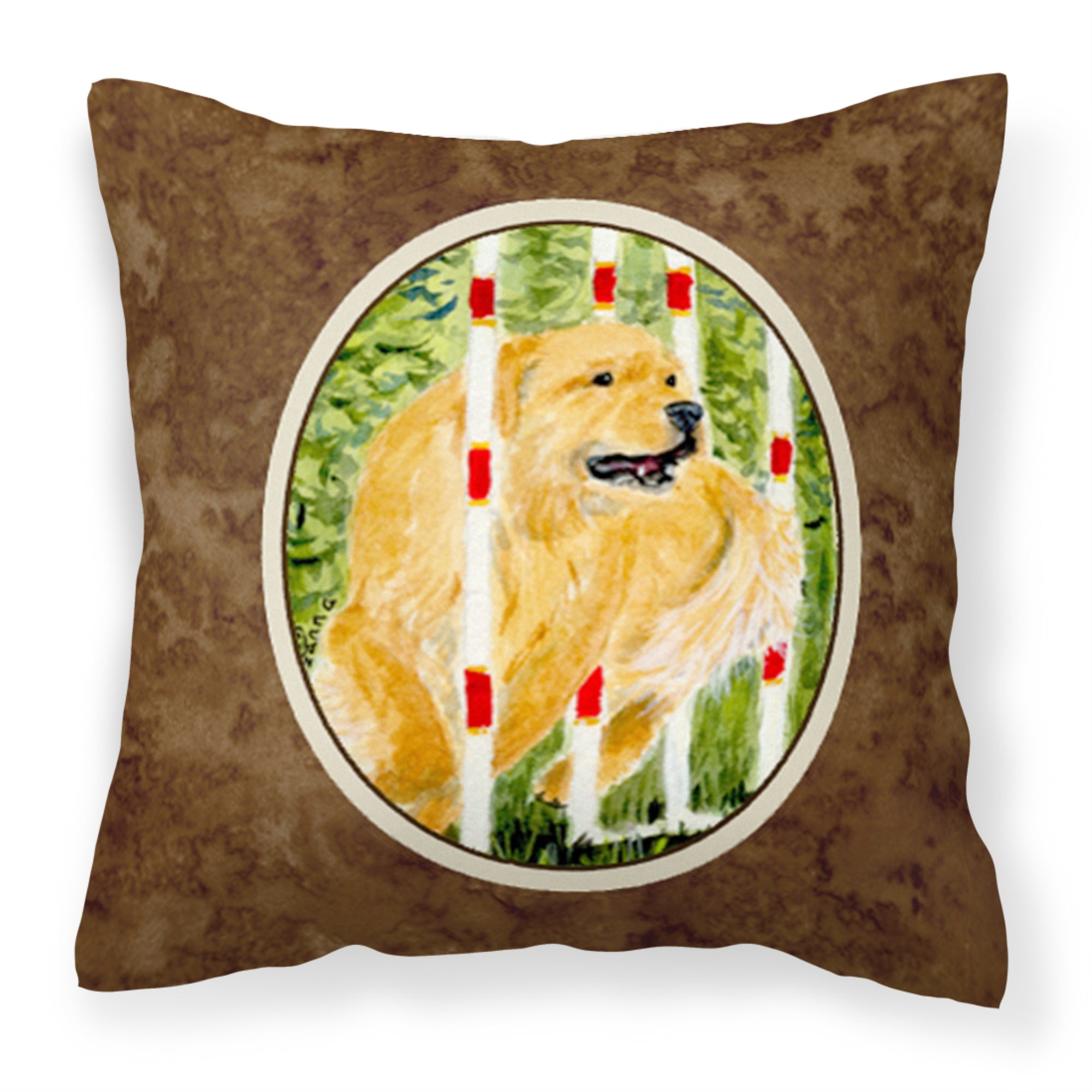 'Caroline'S Treasures Ss8906Pw1414 Golden Retriever Decorative Canvas Fabric Pillow, Large, Multicolor'