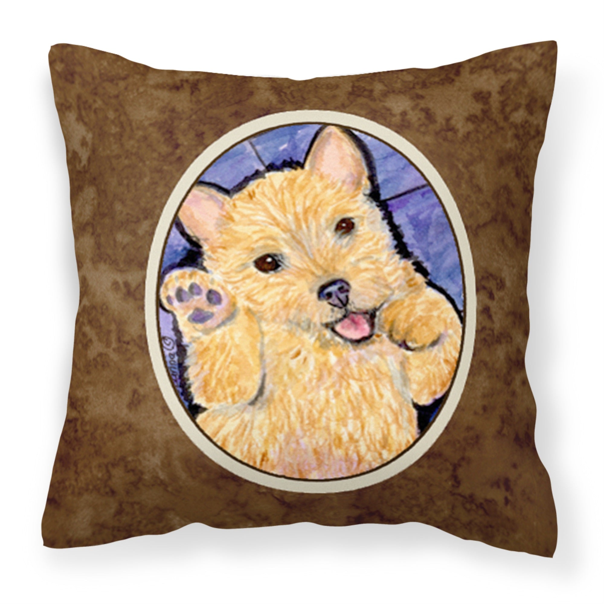 'Caroline'S Treasures Ss8911Pw1414 Norwich Terrier Decorative Canvas Fabric Pillow, Large, Multicolor'